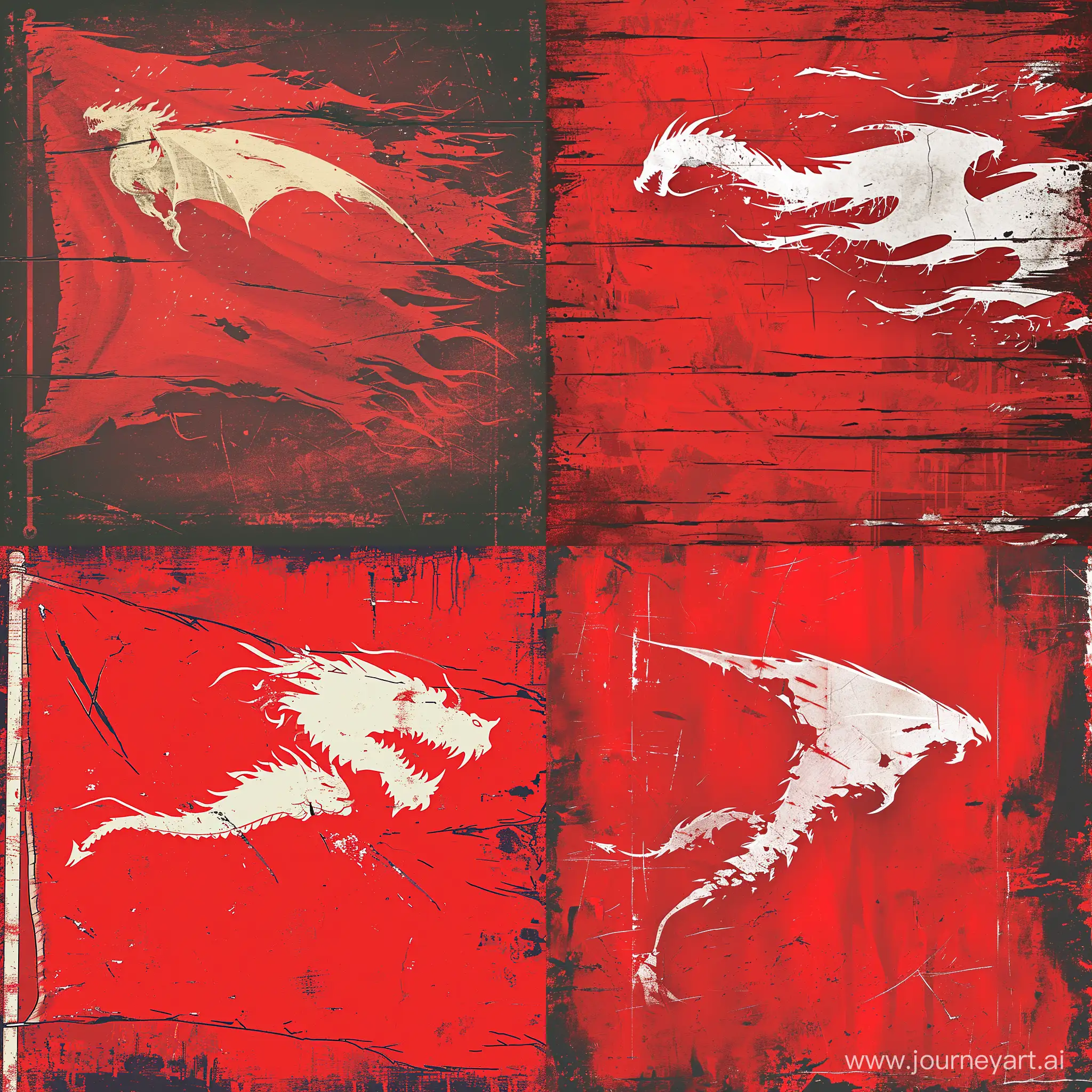 Majestic-White-Dragon-Silhouette-on-Tattered-Red-Flag