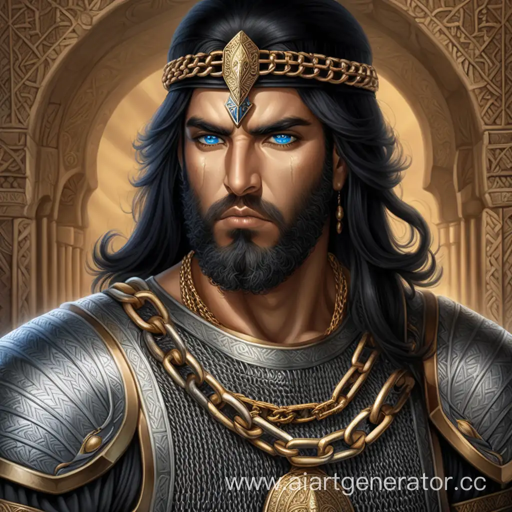 Majestic-Persian-Warrior-in-Golden-Chainmail-Amidst-Ancient-Battle