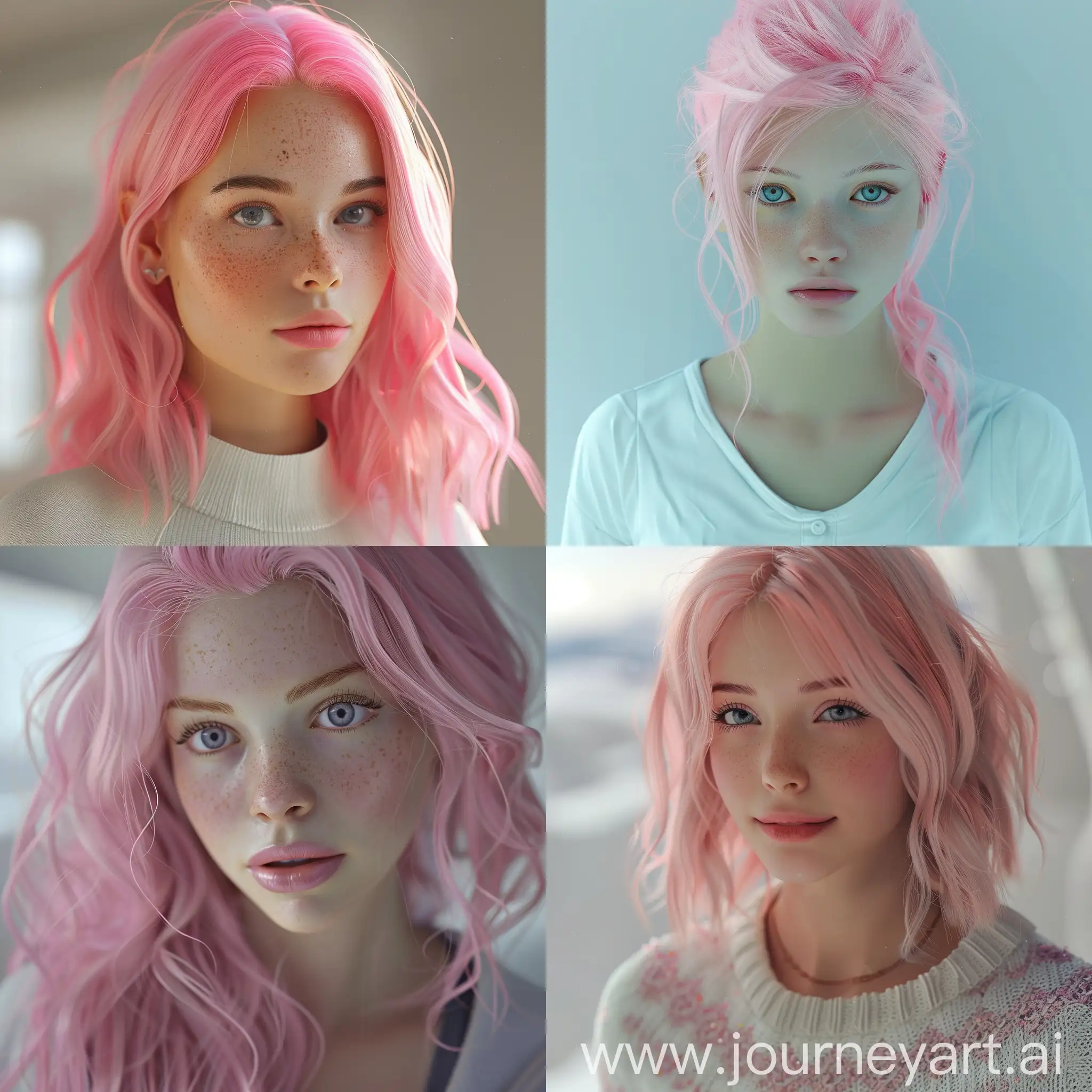 Realistic-White-Female-Model-with-Pink-Hair