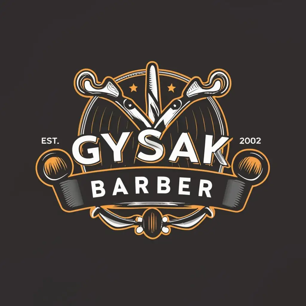 a logo design,with the text "gysak barber", main symbol:barbershop,Moderate,clear background