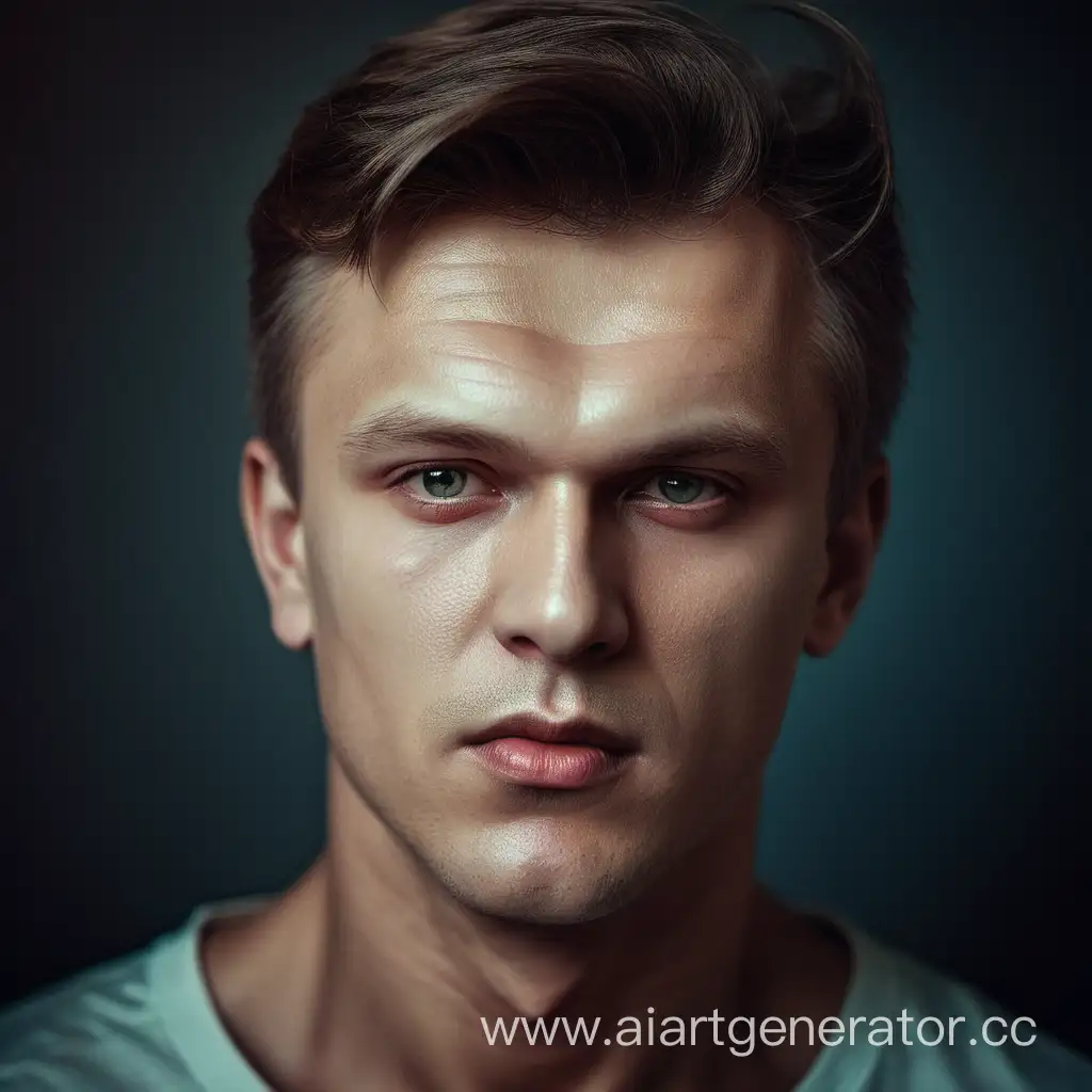 Beautiful and magnificent male portrait of Oleg Shtefanko with a stunning expression of facial beauty