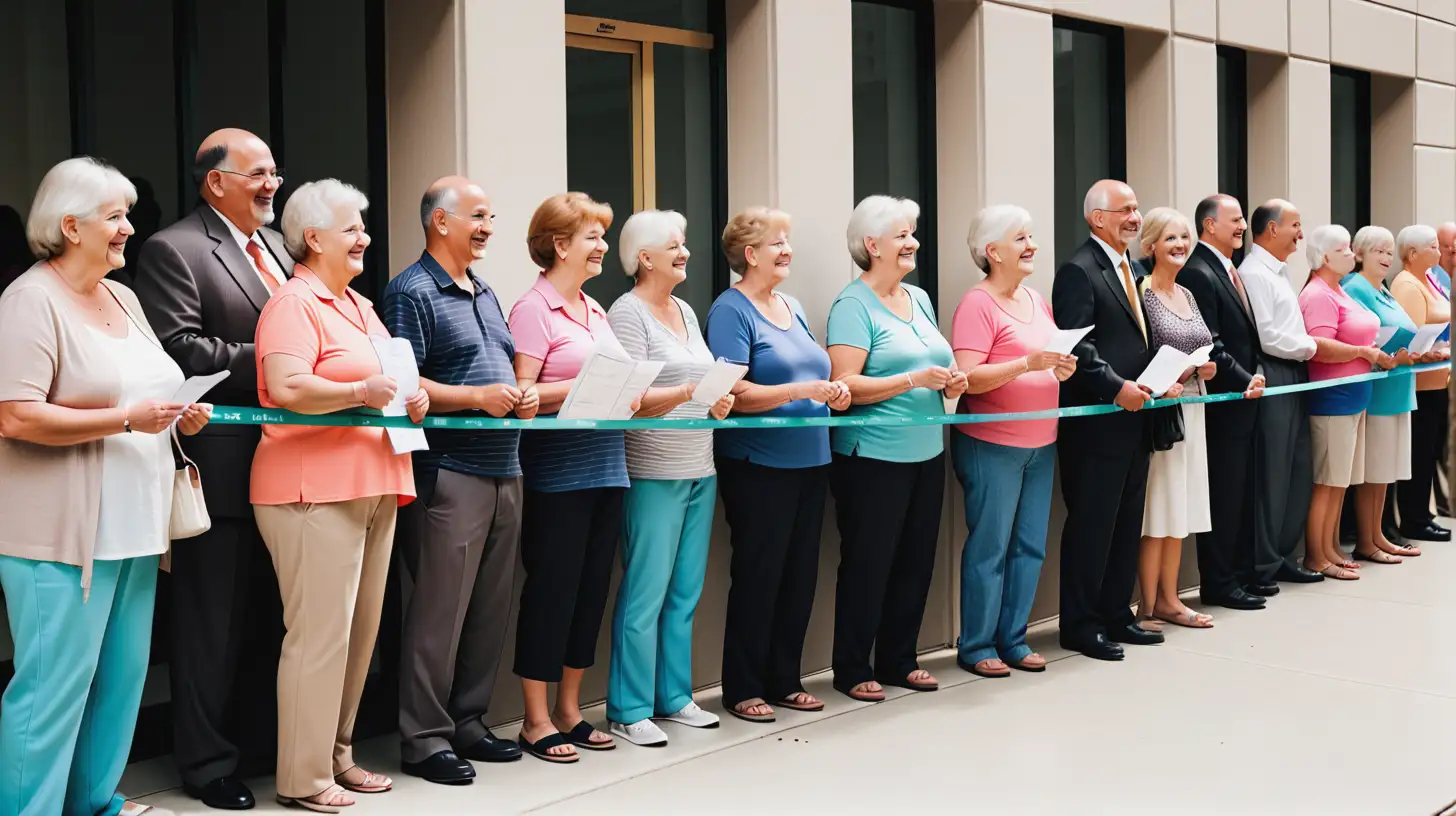 a line of happy people in line waiting to receive social security checks 