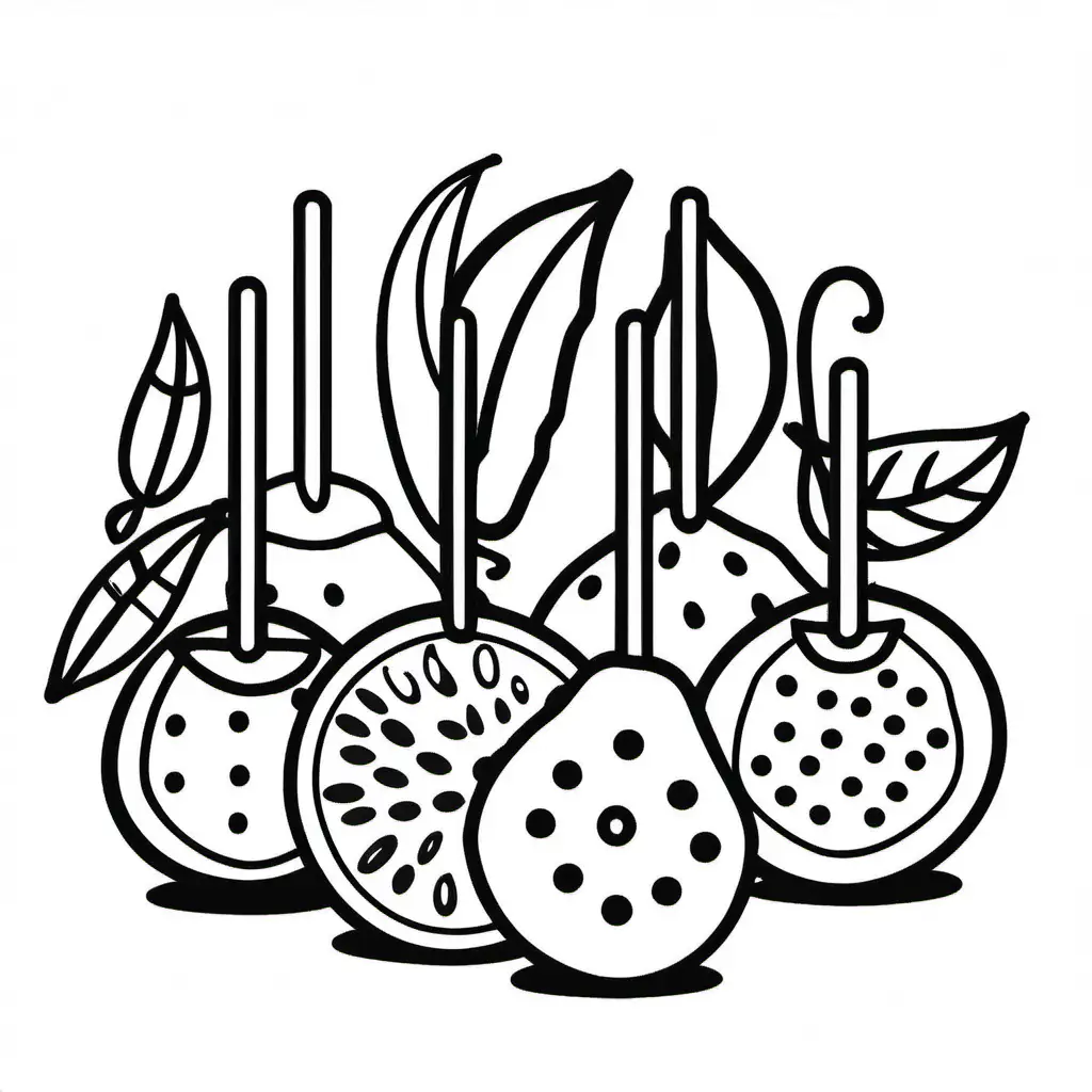 Fruit-Skewers-Coloring-Page-for-Kids-with-Bold-Black-and-White-Line-Art