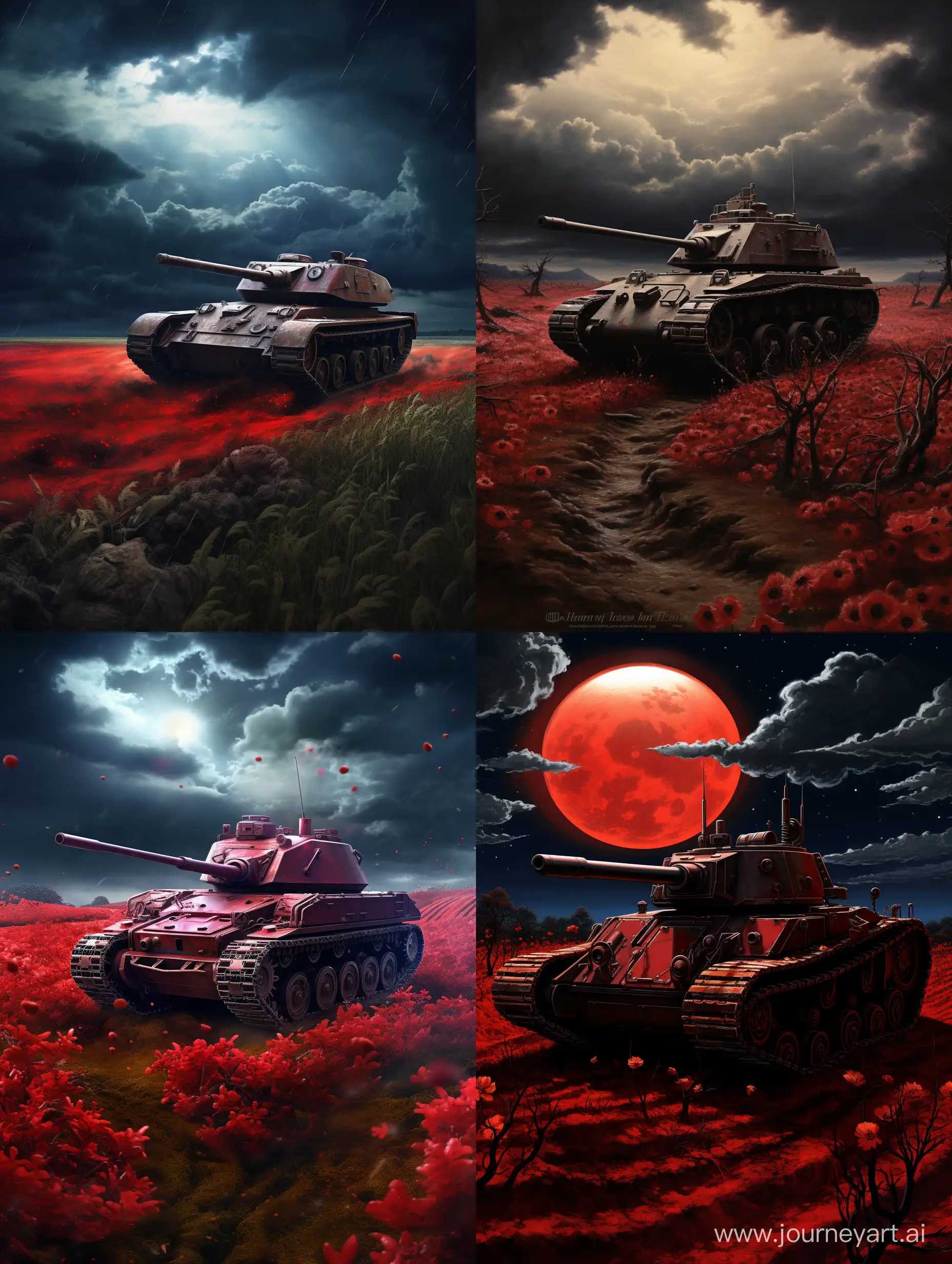 German-Tank-Under-Crimson-Lightning-in-34-Aspect-Ratio-No-86072