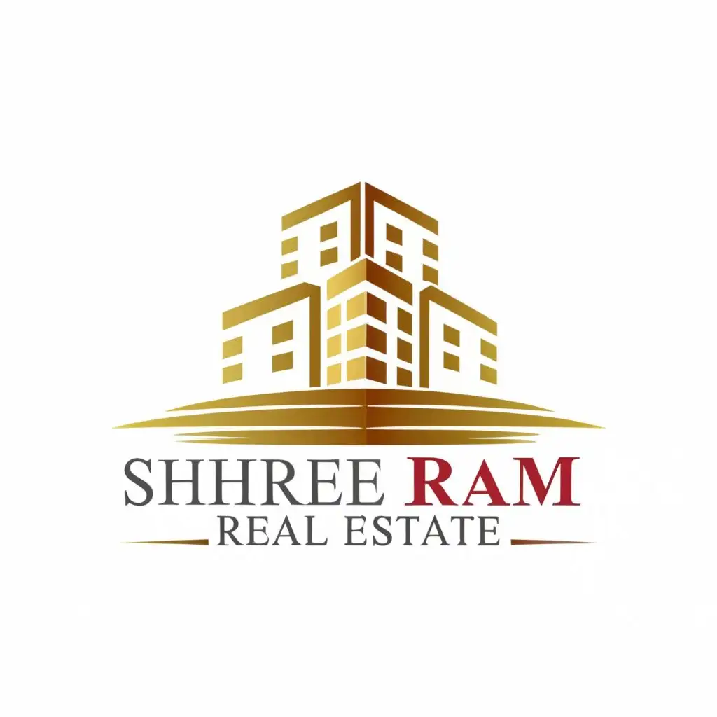 logo, building, with the text "shree ram real estate", typography, be used in Real Estate industry