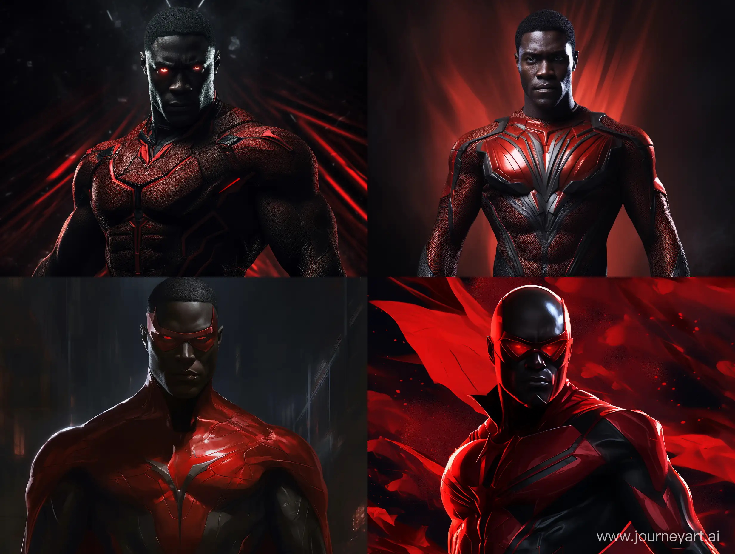 black superhero in red costume