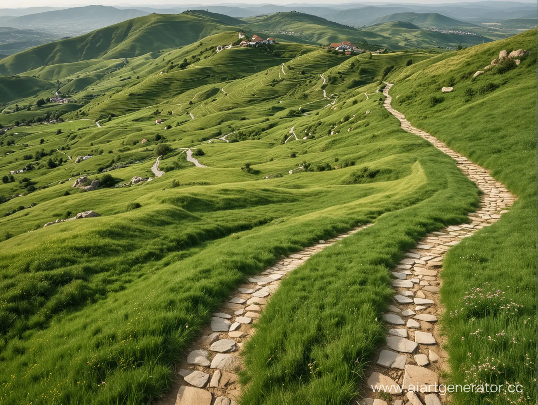 Scenic-Landscape-with-Stone-Paths-and-Hills-Covered-in-Perfect-Lawn