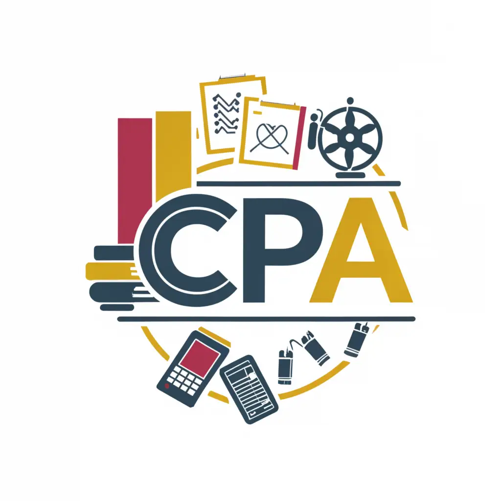 a logo design,with the text "CPA exam", main symbol:CPA, book, textbook, calculator, computer,Moderate,be used in Education industry,clear background