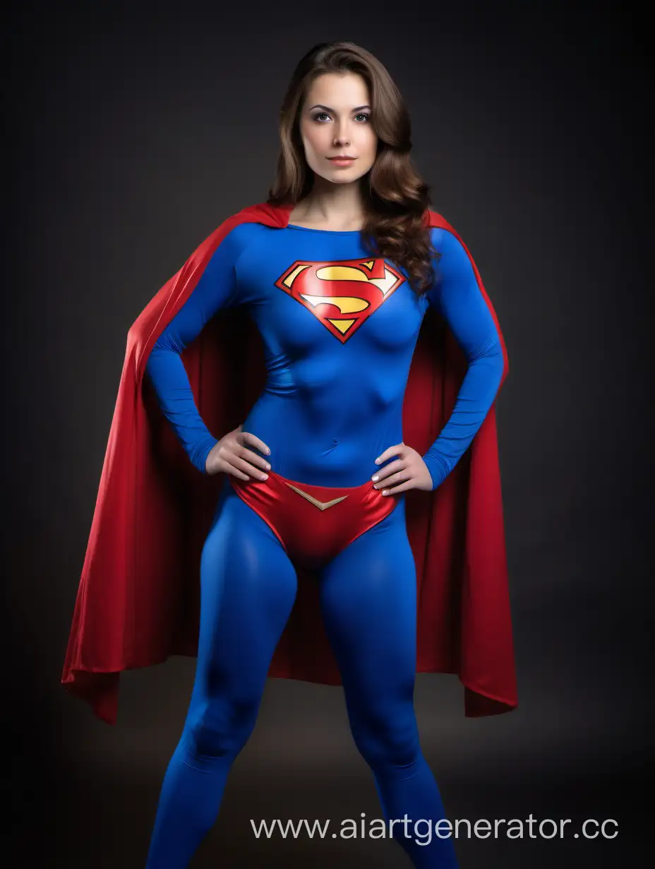 Confident-Young-Woman-in-Superman-Costume-Posing-Powerfully-in-Bright-Photo-Studio