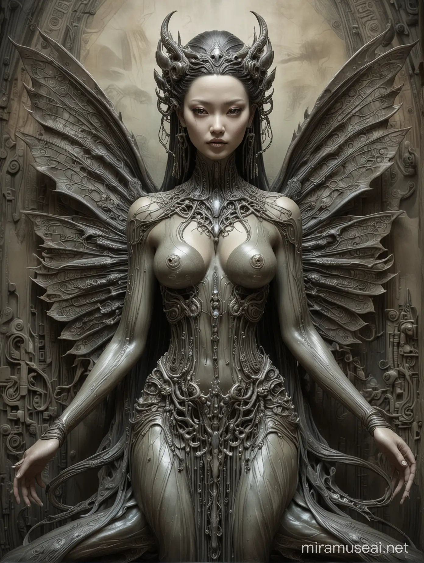 Hr Giger style fairy of dunhuang