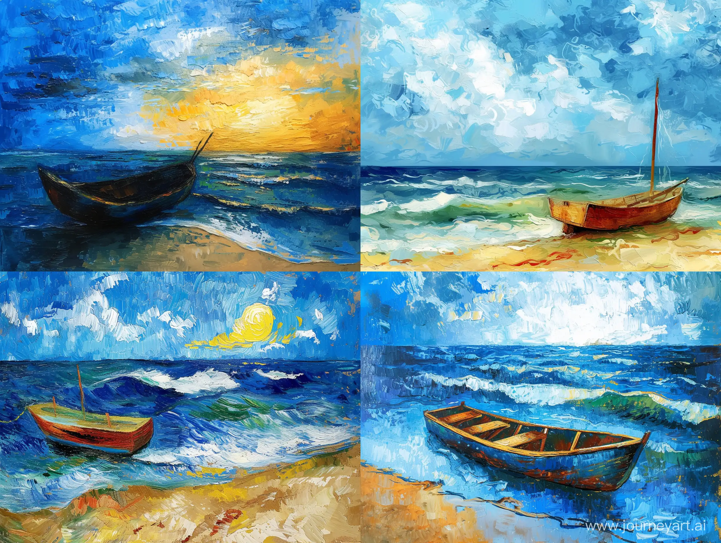 Van-GoghInspired-Seascape-with-Boat-A-Vivid-Artistic-Maritime-Scene