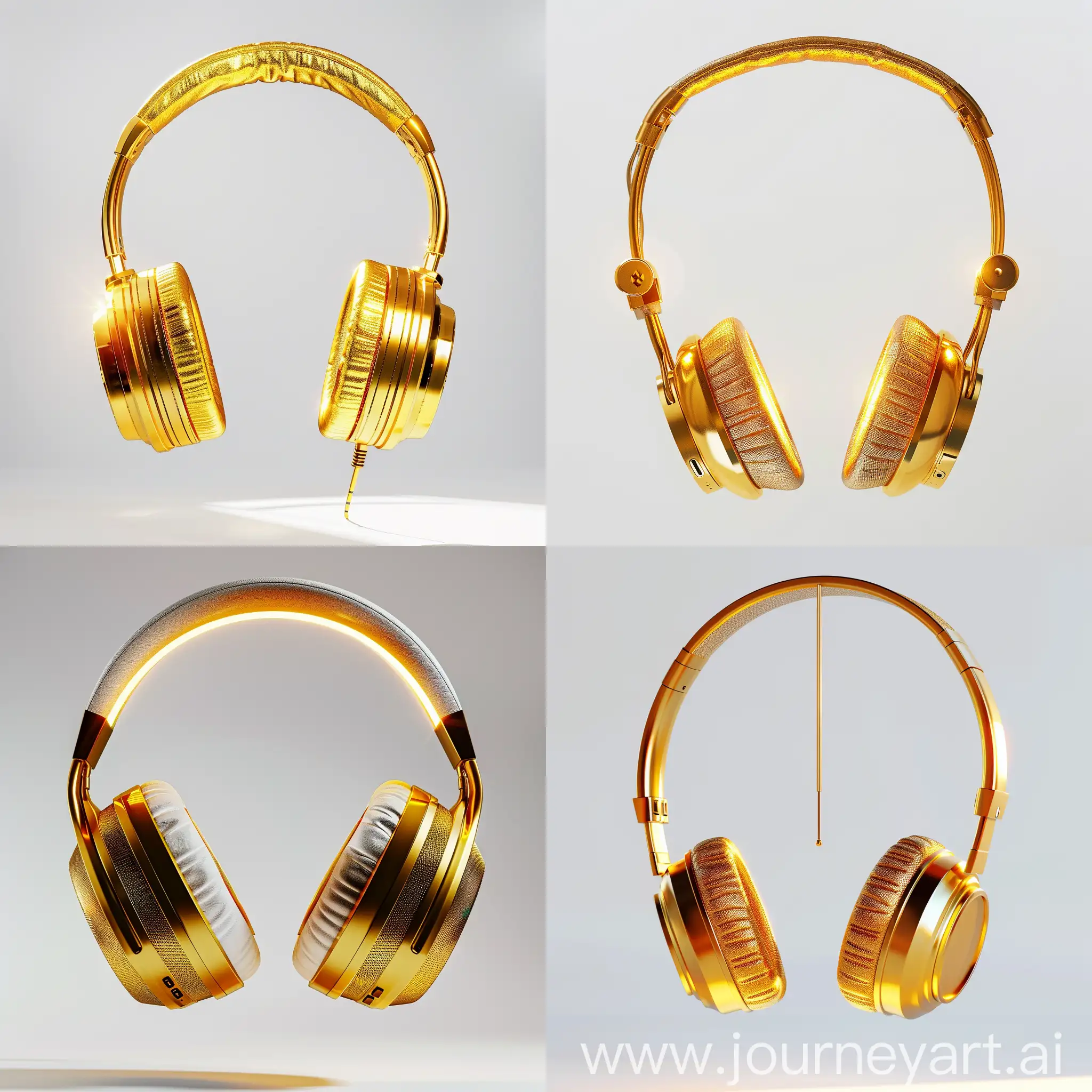 The photo of the golden headphones you have is a microphone
Simple design with light effect
The headphones are suspended in the air and the background is completely white and monochromatic without light
The highest quality and the most details