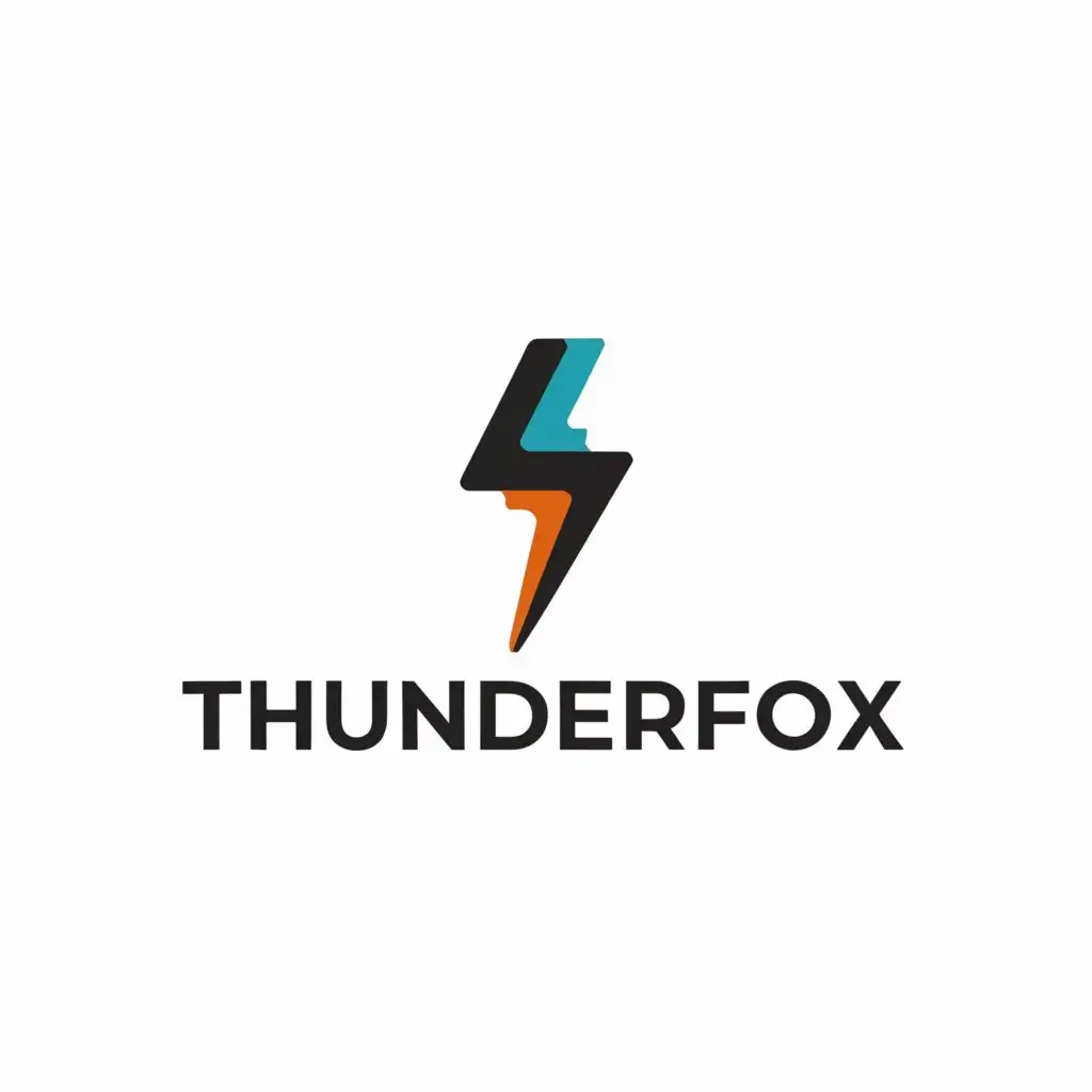 a logo design,with the text "ThunderFox", main symbol:Lightning bolt,Moderate,be used in Technology industry,clear background