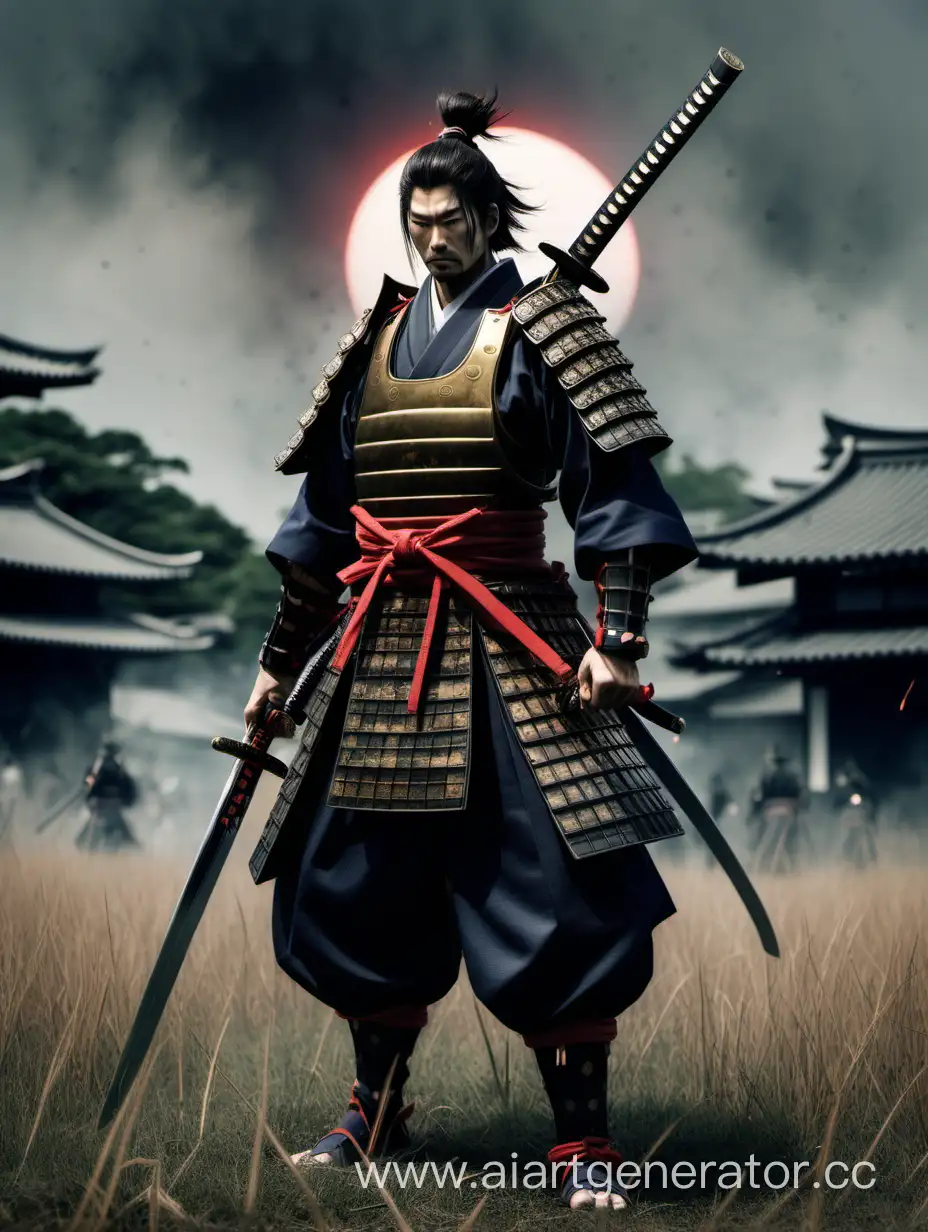 Gloomy-Samurai-in-YukinoShita-Armor-Amidst-Battle