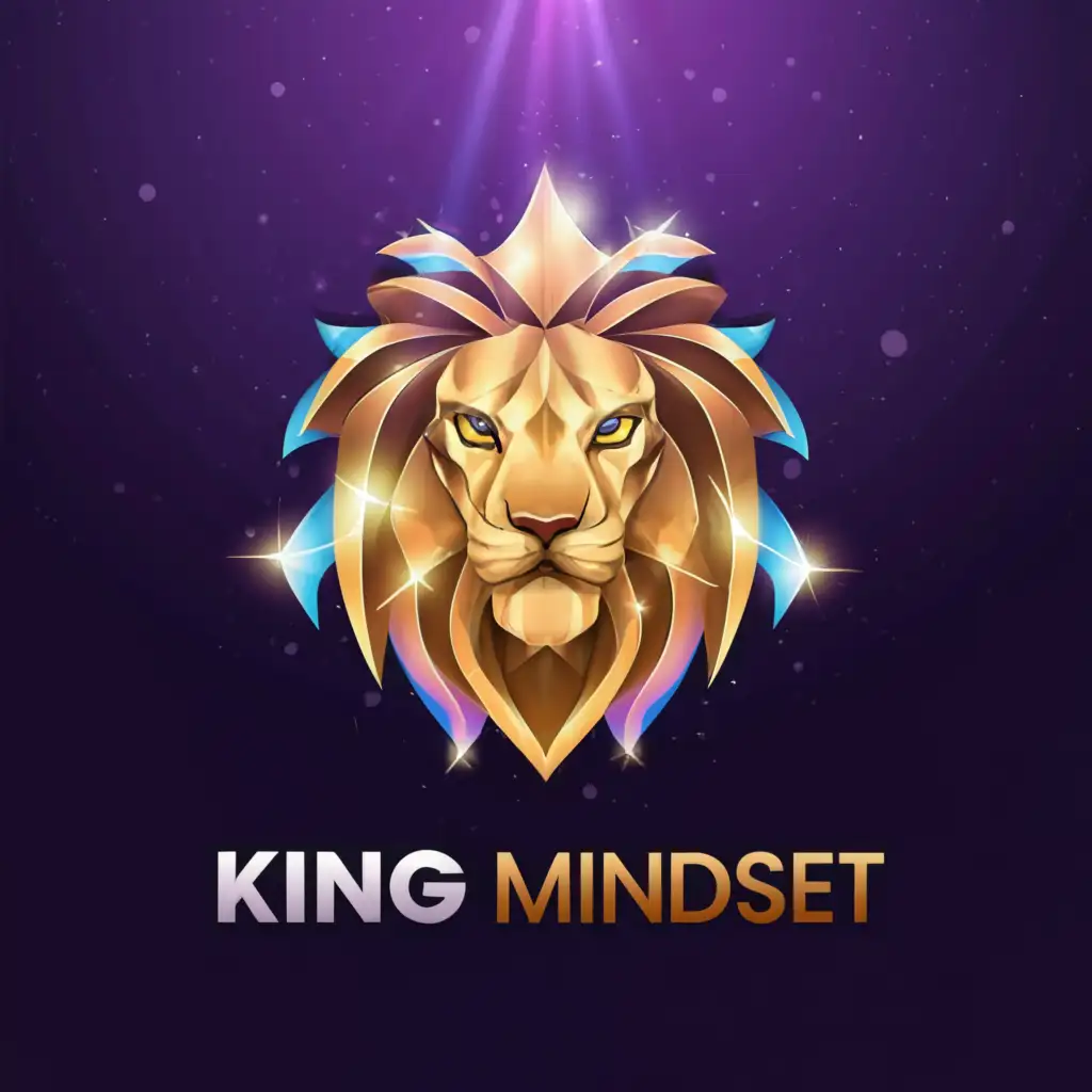 a logo design,with the text "king
mndset", main symbol:lion,complex,clear background