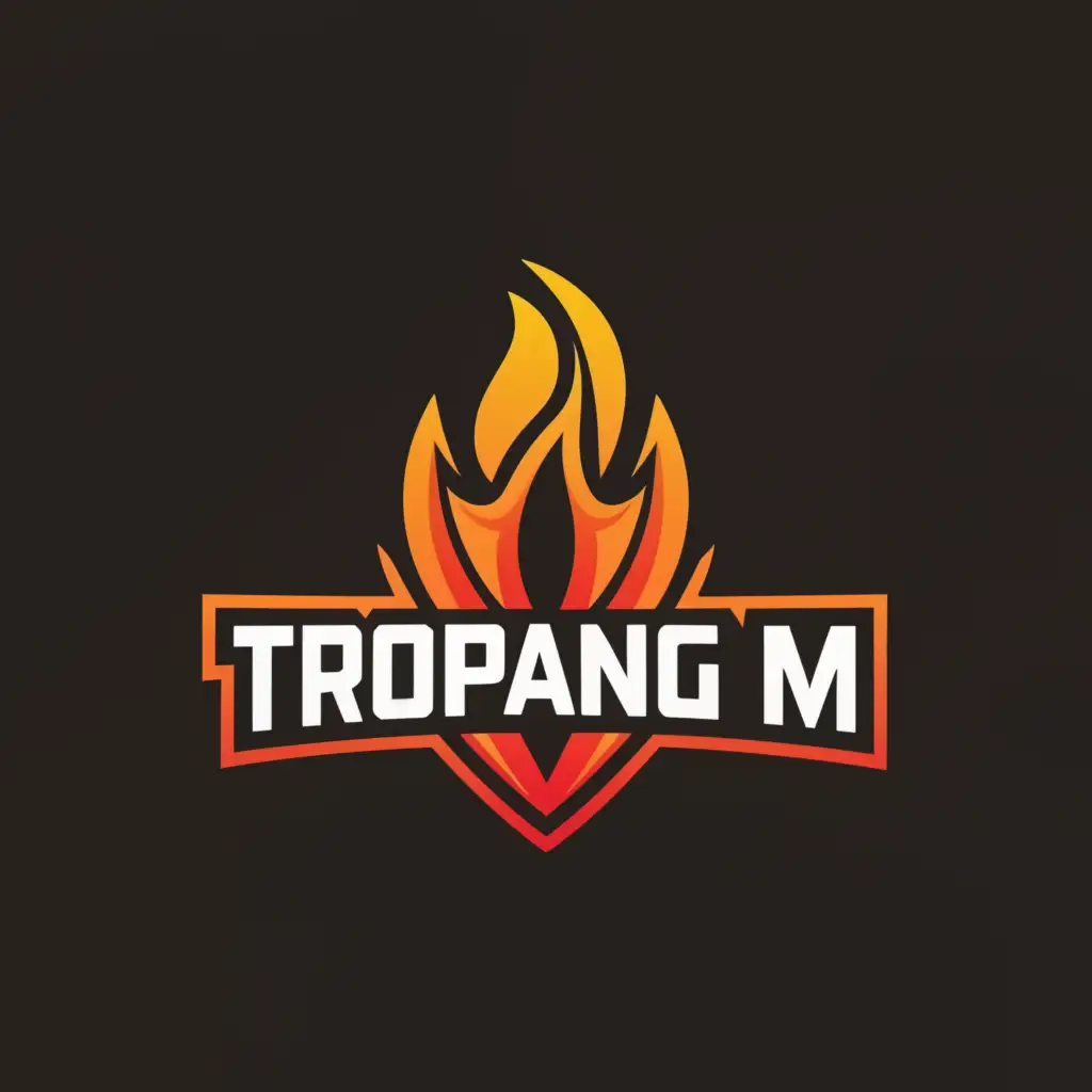 a logo design,with the text "TROPANG
       M", main symbol:Fire,Moderate,be used in Sports Fitness industry,clear background