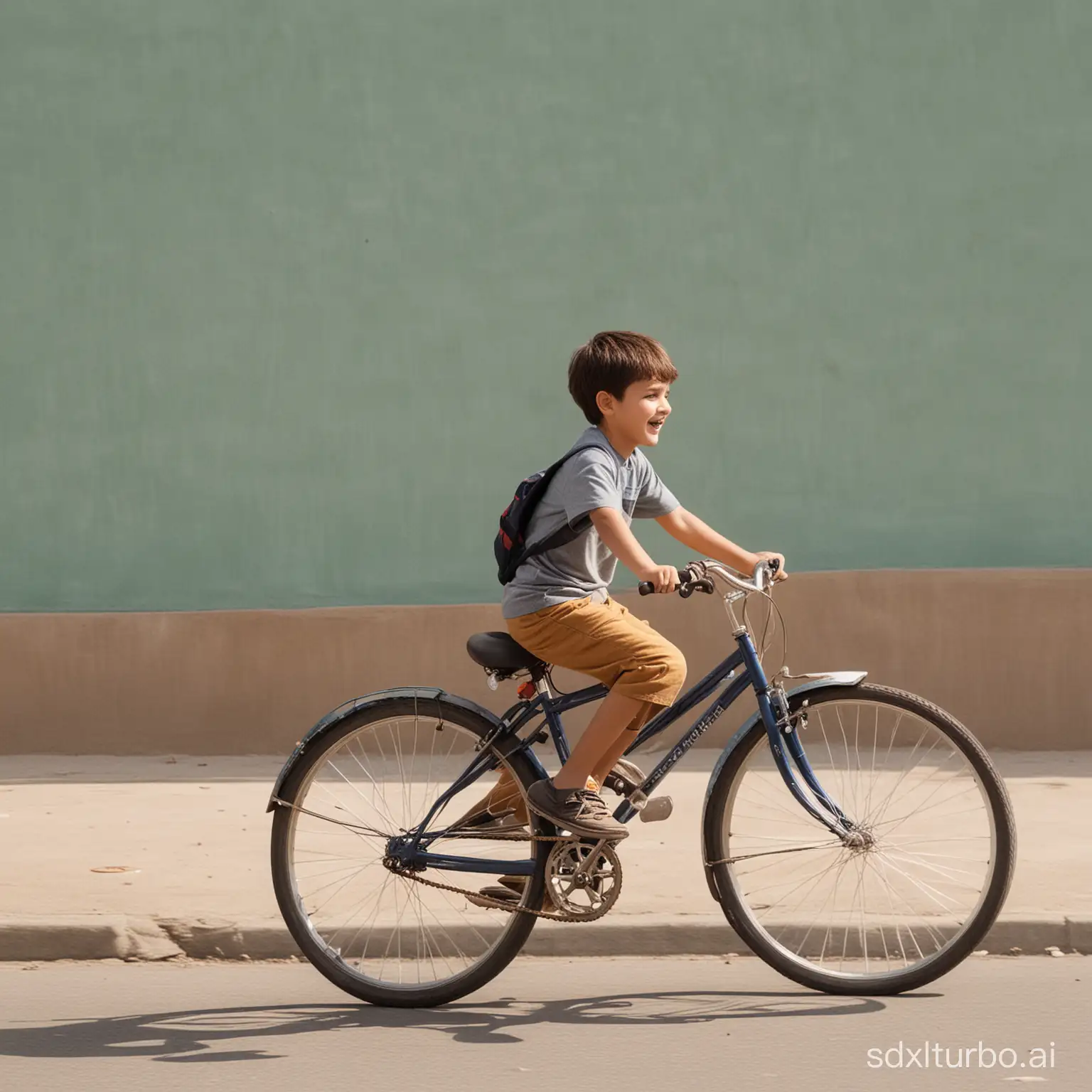 a boy riding a bike