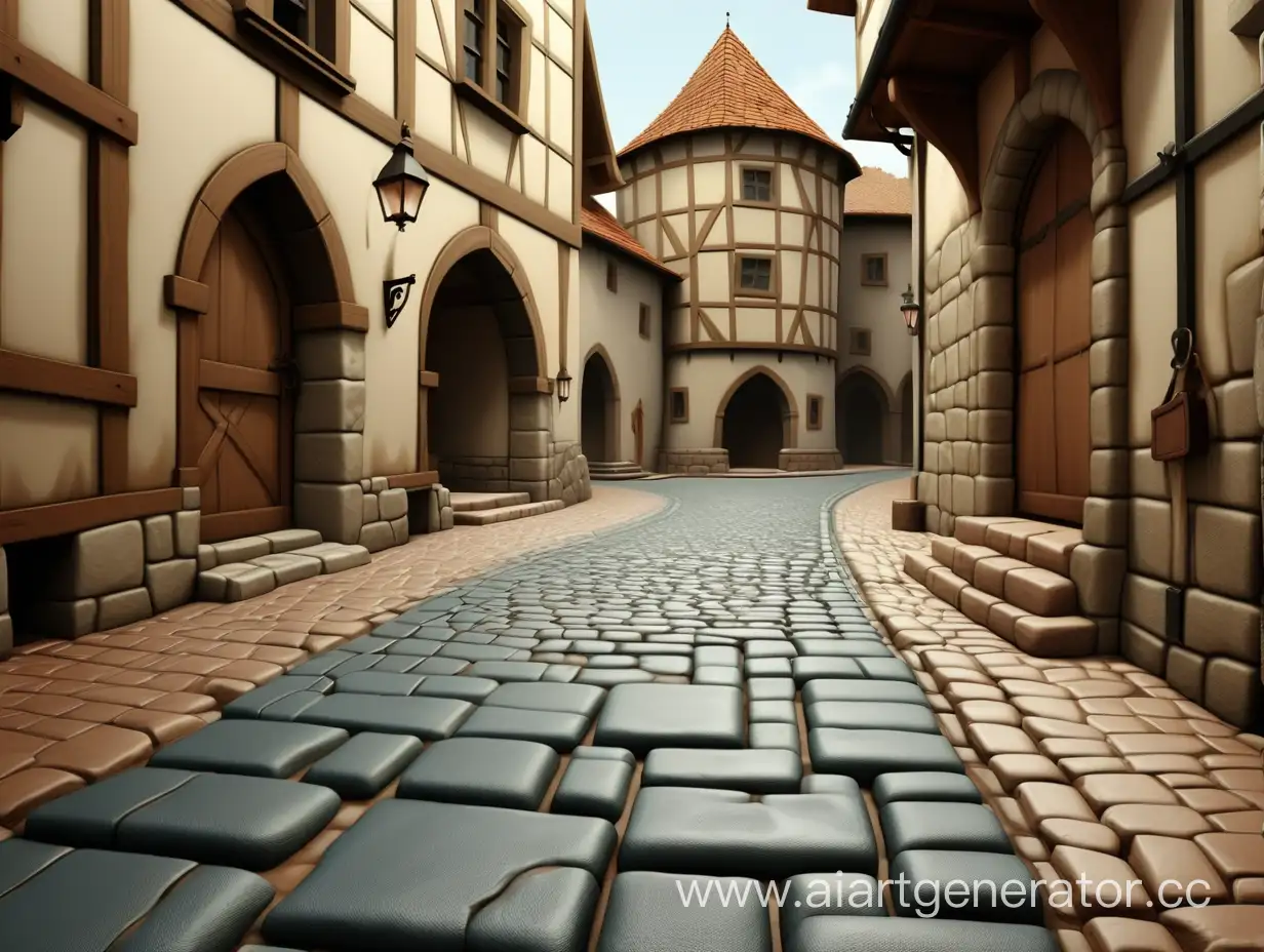 дорога, выложенная камнем в средневековом городе арт