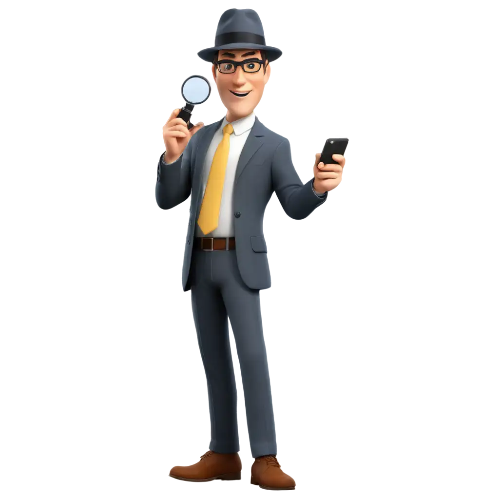 vector, a detective smart, with maginfying glass