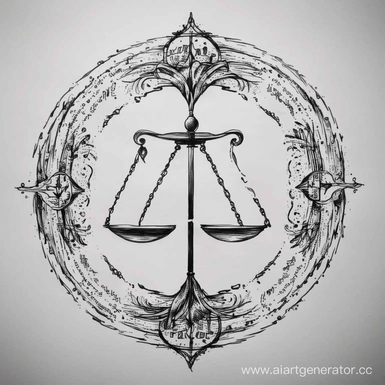 Zodiac-Sign-Libra-Tattoo-Sketch-Balanced-Scales-Design