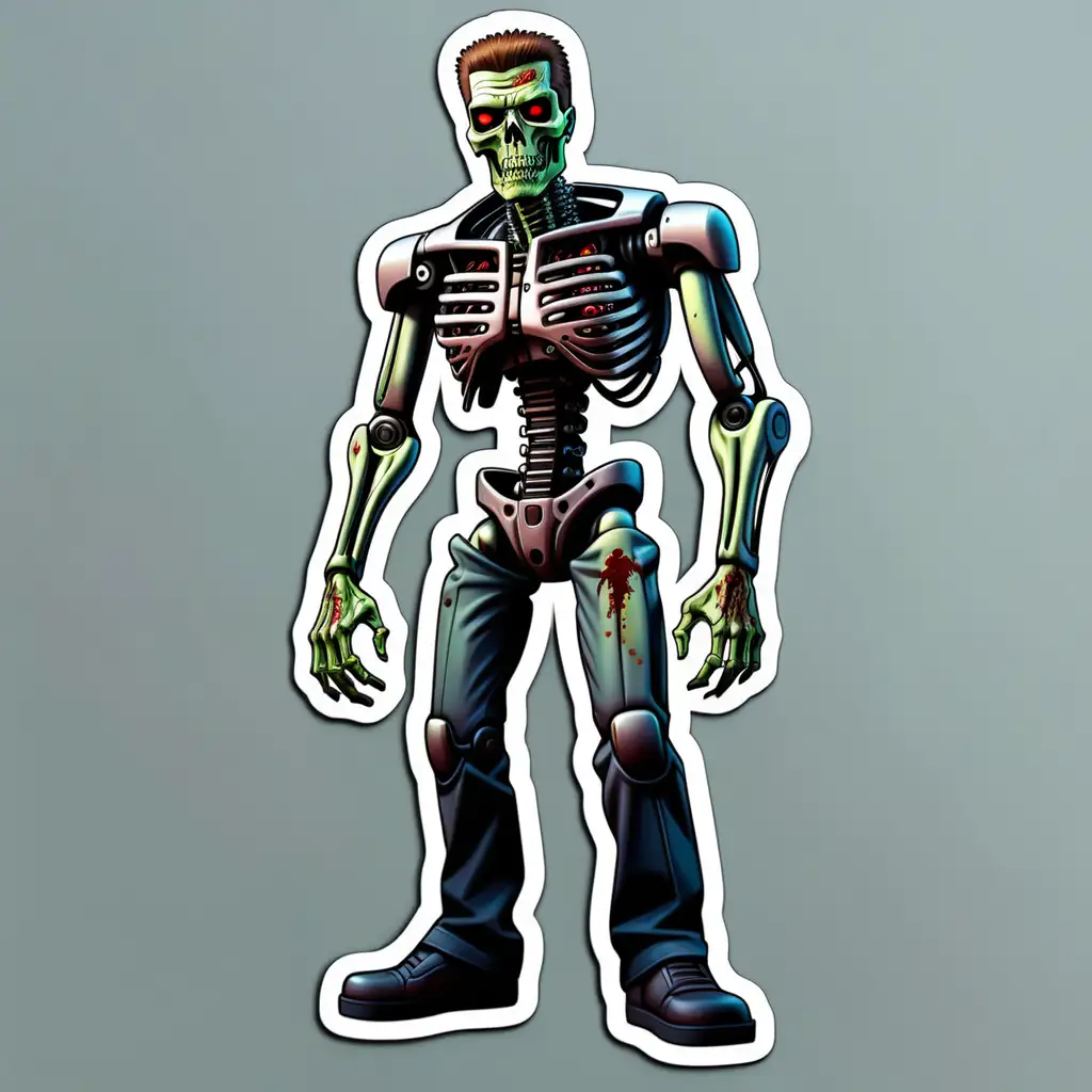 Terrifying Full Body Terminator Zombie Sticker for Horror Enthusiasts