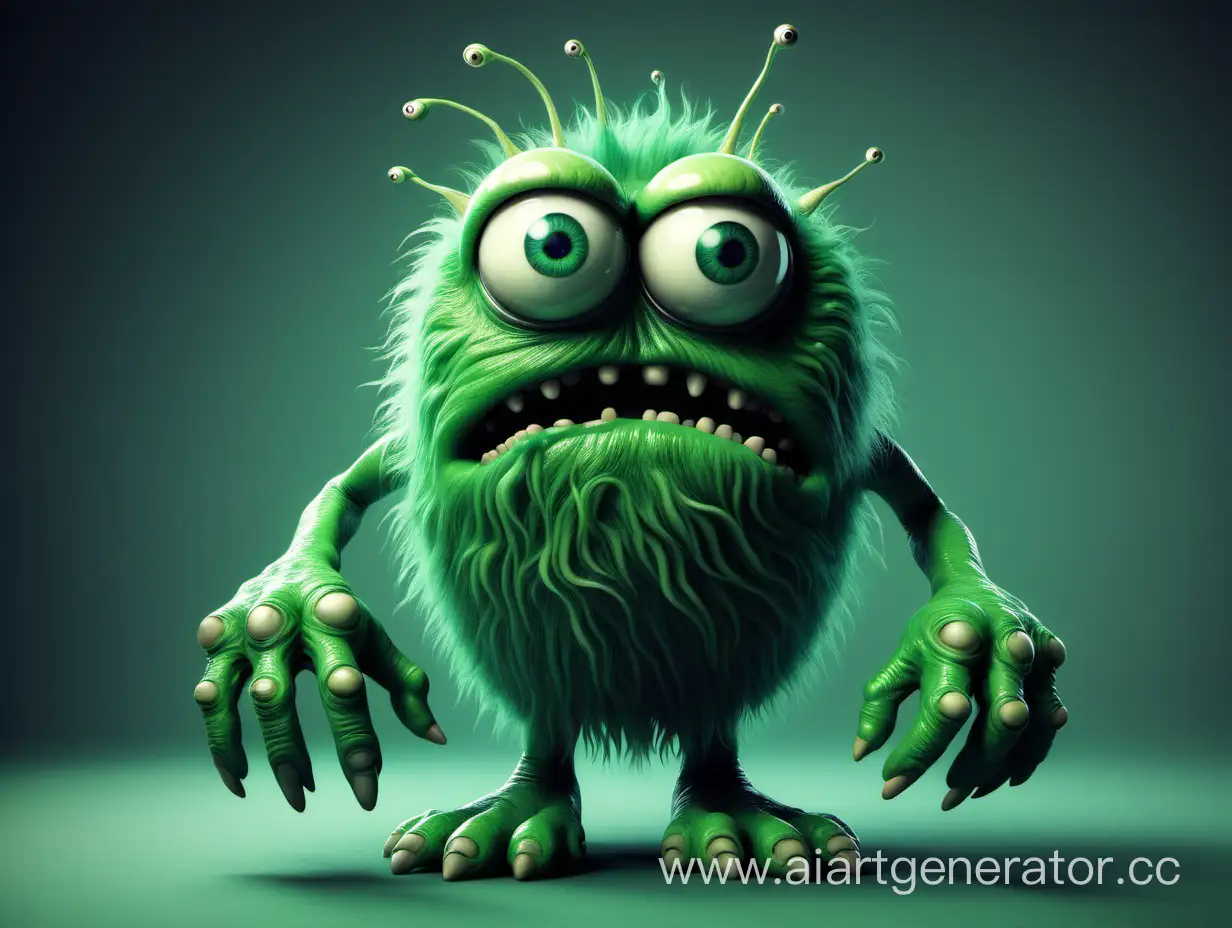 Playful-Green-Monster-with-Long-Arms-and-Wandering-Eyes