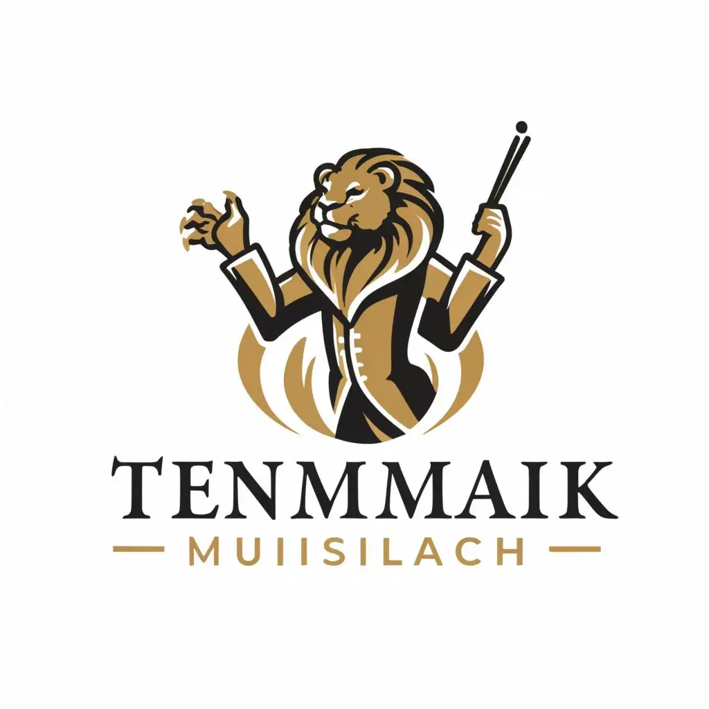 a logo design,with the text "Tierisch musikalisch", main symbol:orchestra conductor with lion head,Moderate,be used in Events industry,clear background