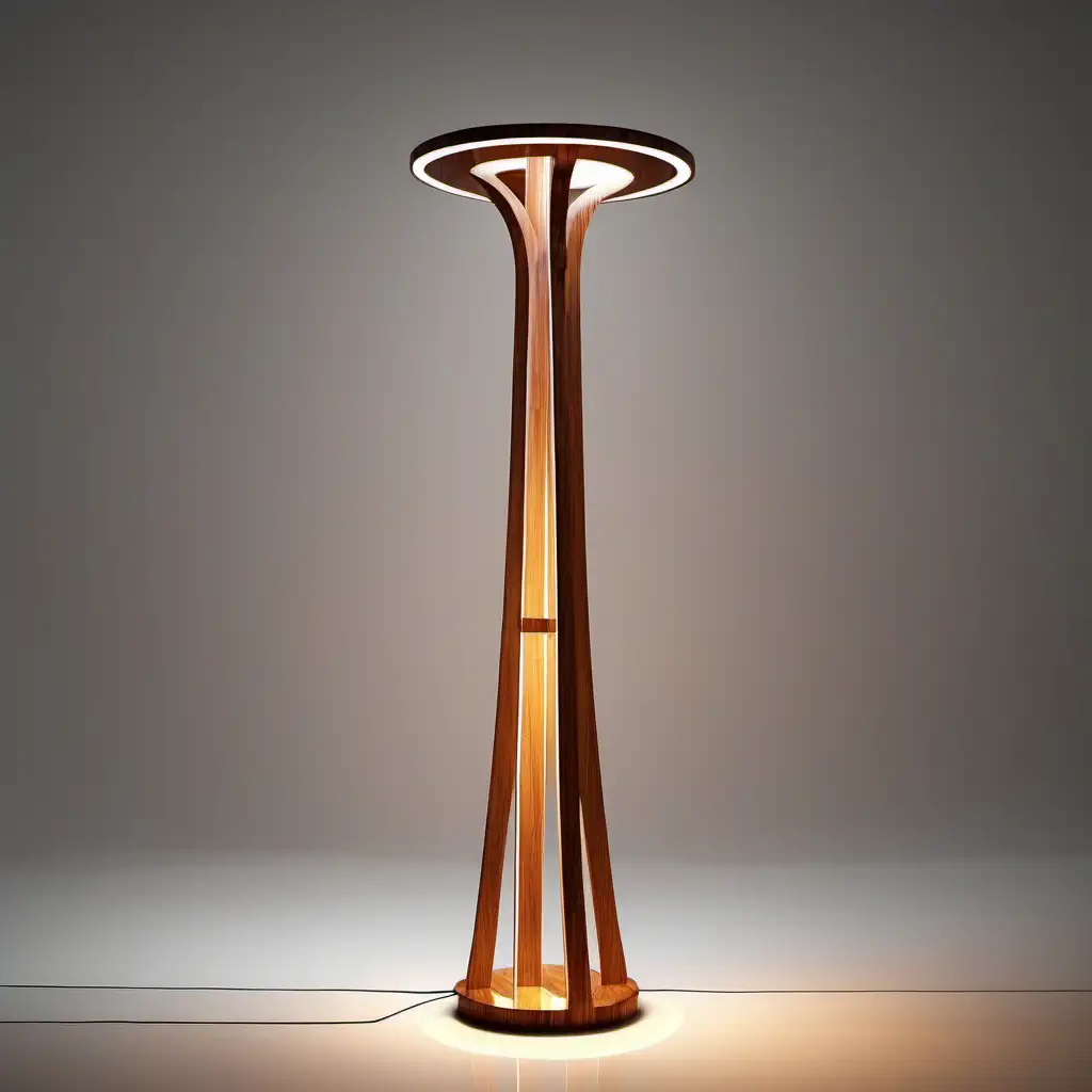Futuristic LED Wood Floor Lamp Illuminating Modern Spaces