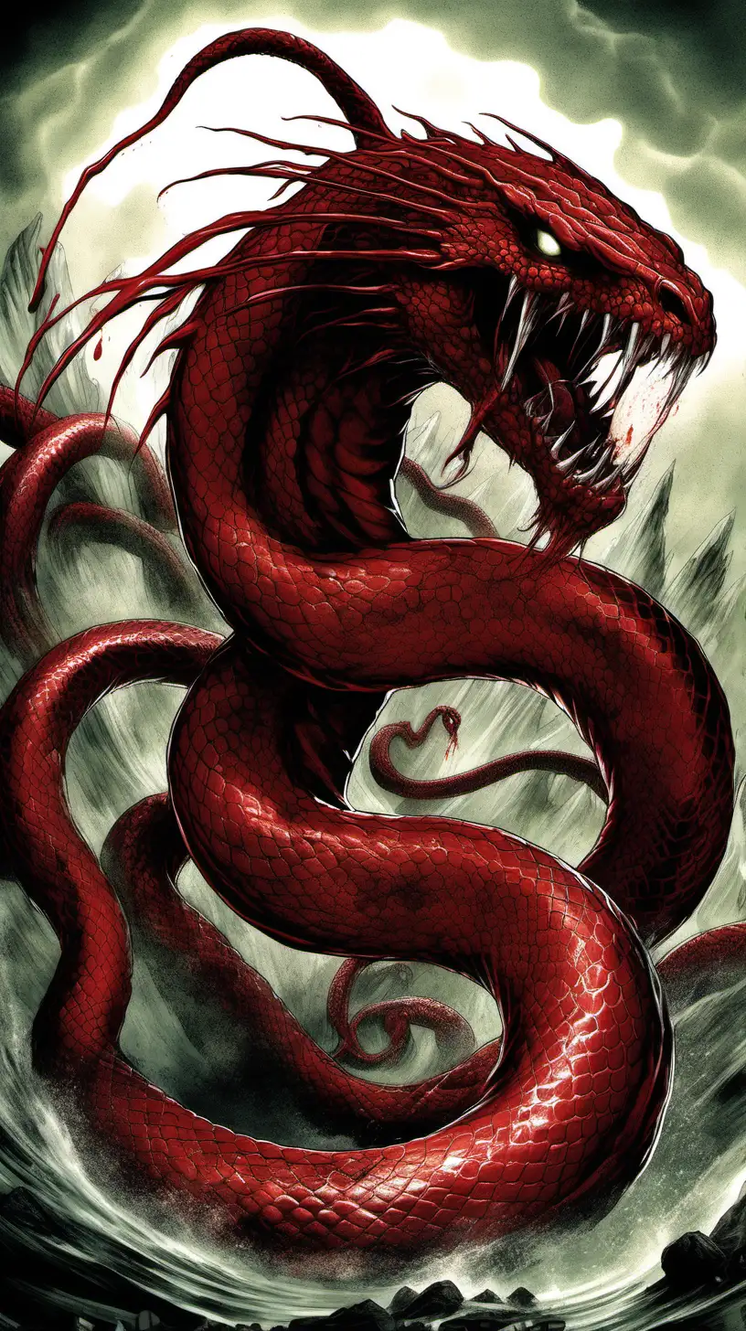 Dangerous BloodRed Serpent with Venomous Bite and Electric Shock