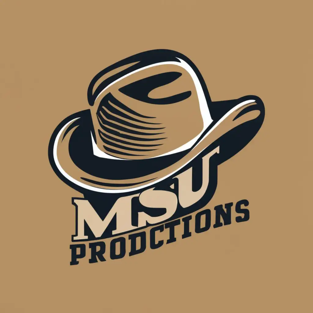 logo, cowboy hat, with the text "MSU Productions", typography, be used in Entertainment industry