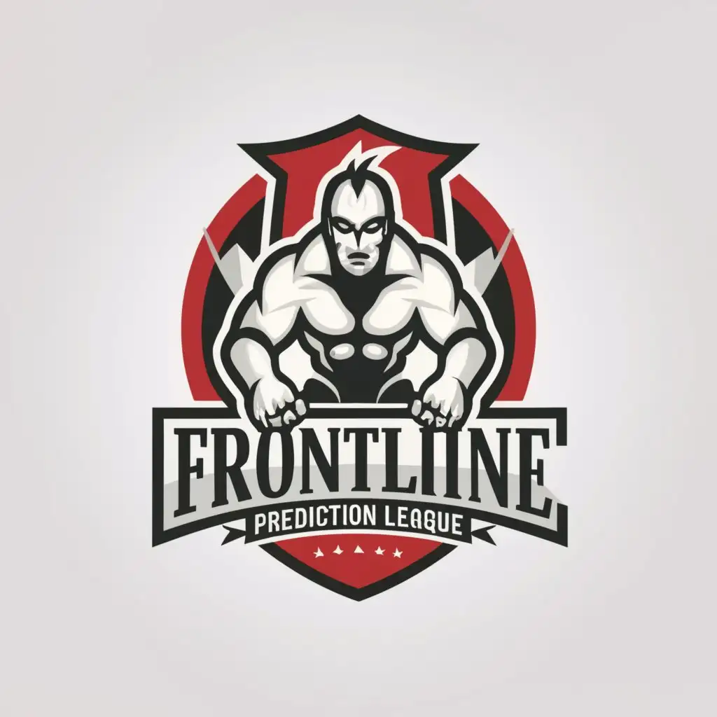 a logo design,with the text "Frontline Prediction League", main symbol:wrestler,Moderate,be used in Sports Fitness industry,clear background
