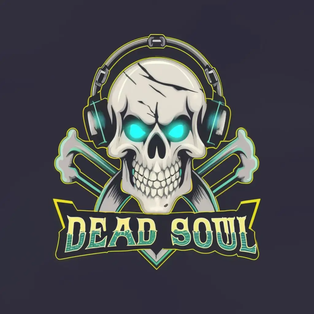 logo, gaming equipment , skeleton, with the text "Dead Soul", typography, be used in Internet industry