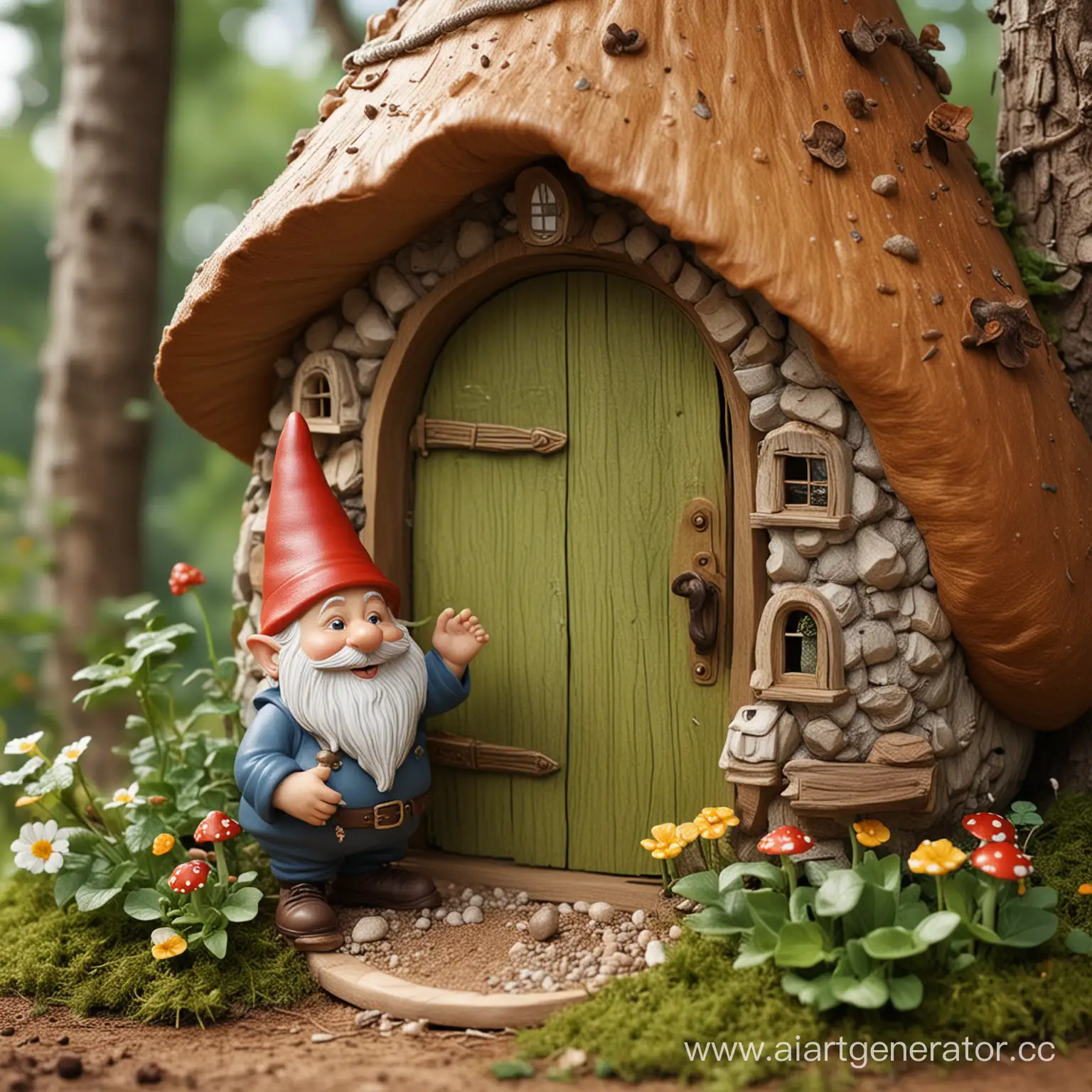 Cartoon-Gnomes-Whimsical-Mushroom-Home-with-Hammock-and-Caterpillar-Command-Lessons