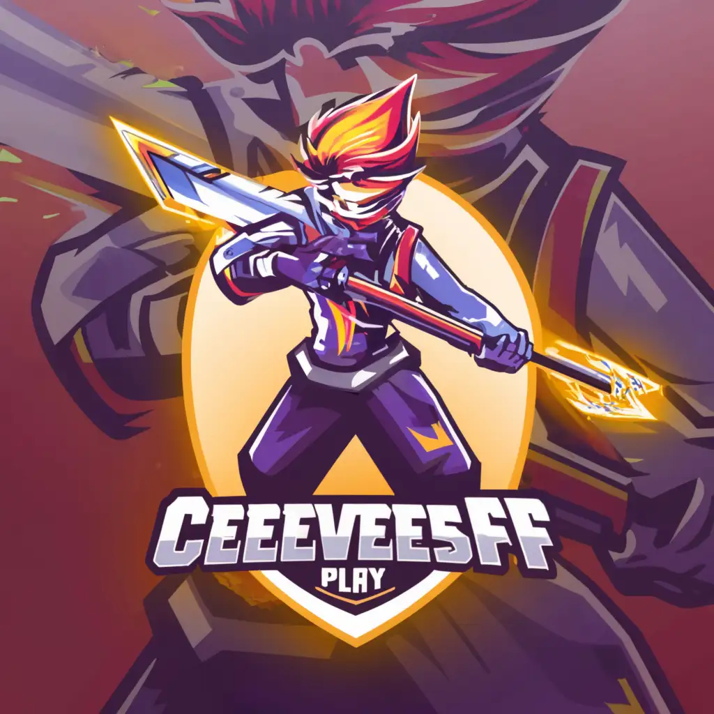 a logo design,with the text "CEEVEEPLAYSFF", main symbol:A personaje de Free Fire,complex,be used in Technology industry,clear background