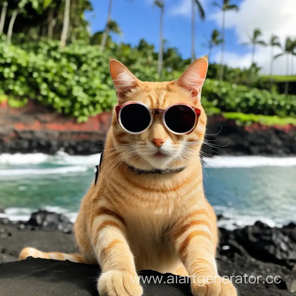Fashionable-Cat-Enjoying-the-Hawaiian-Sun-in-Stylish-Glasses