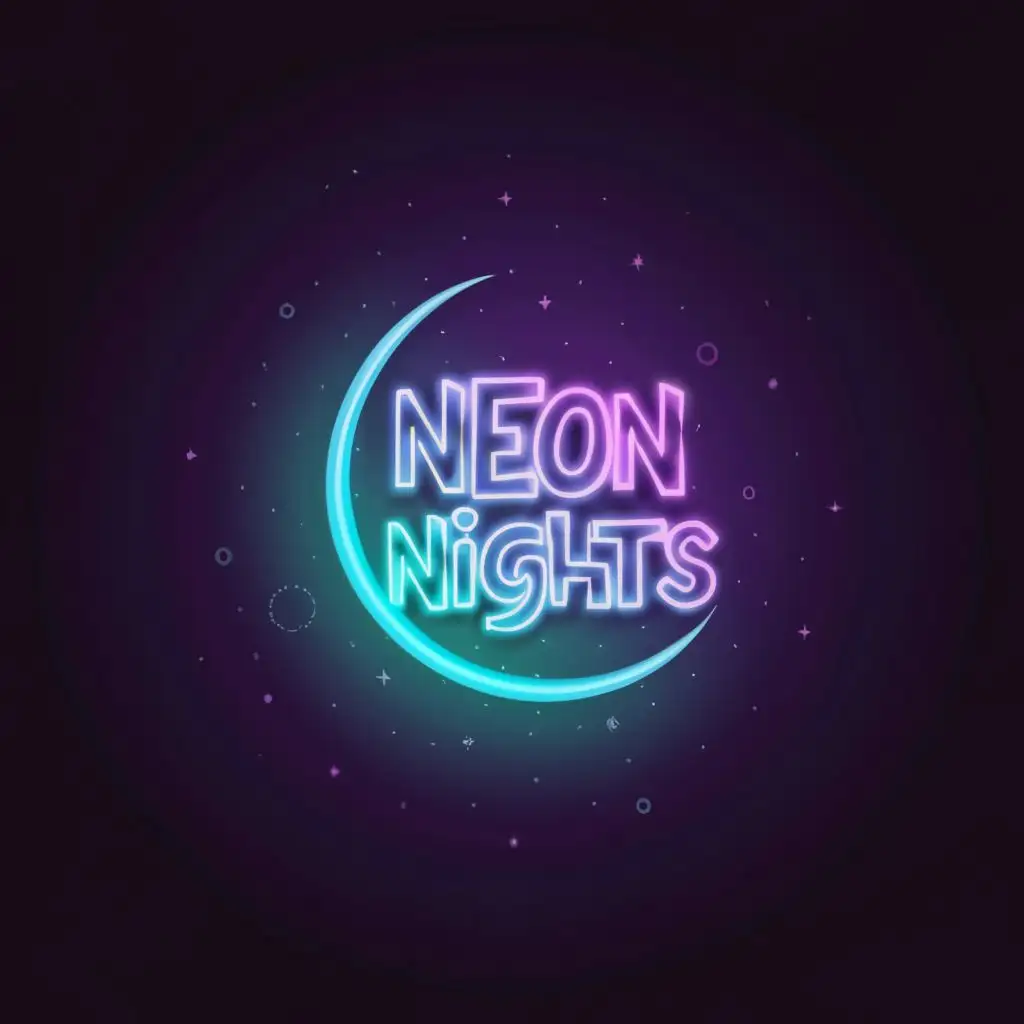 LOGO-Design-For-Neon-Nights-Crescent-Moon-in-Vibrant-Neon-with-Bold-Typography-for-Entertainment-Industry