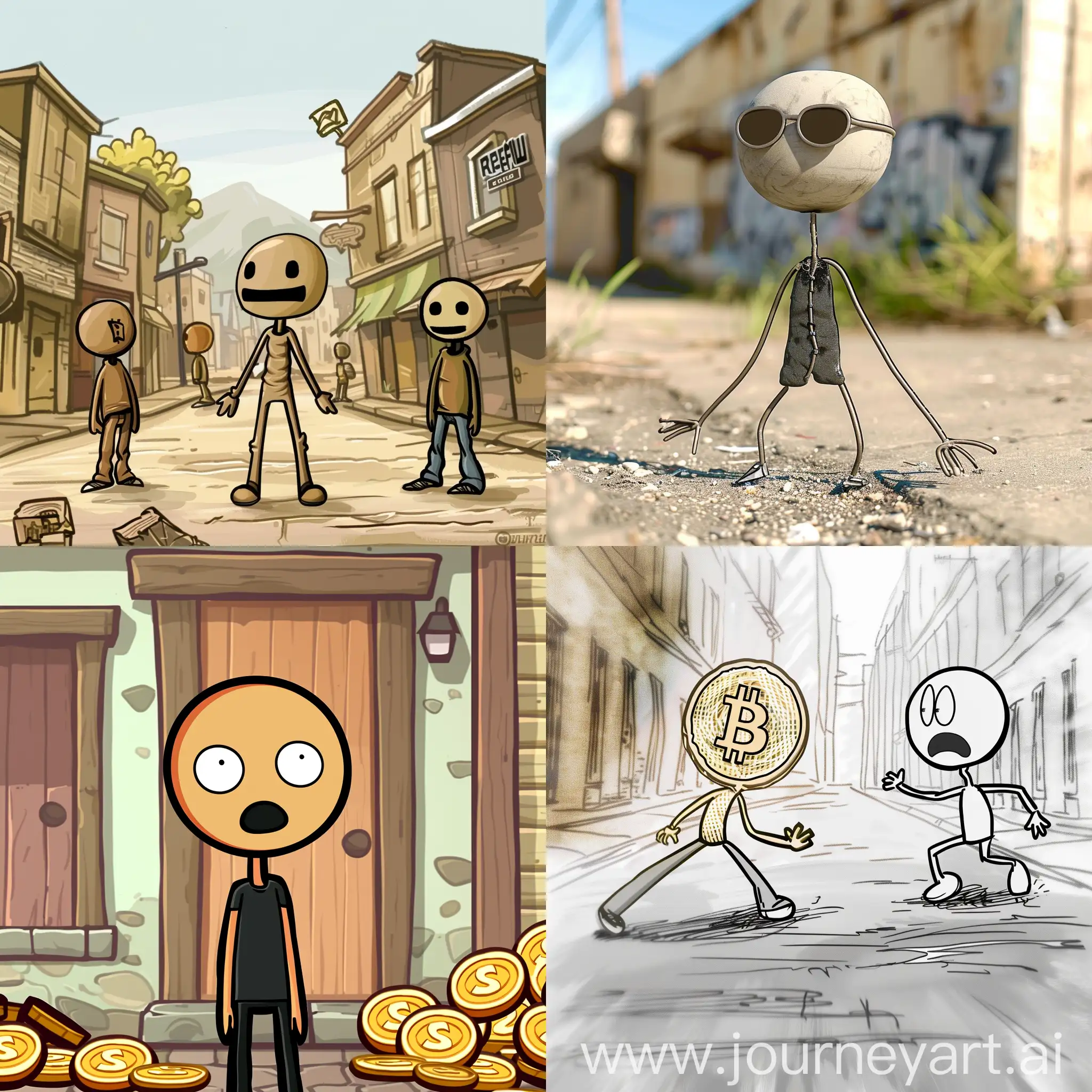 One day, ROB, a young entrepreneur stick man, living in the small town of Sticksville, discovers a rising phenomenon on the internet: a meme token called "Retire on Blast." Seeing the potential of this token, ROB decides to inform the residents of Sticksville about this exciting opportunity.