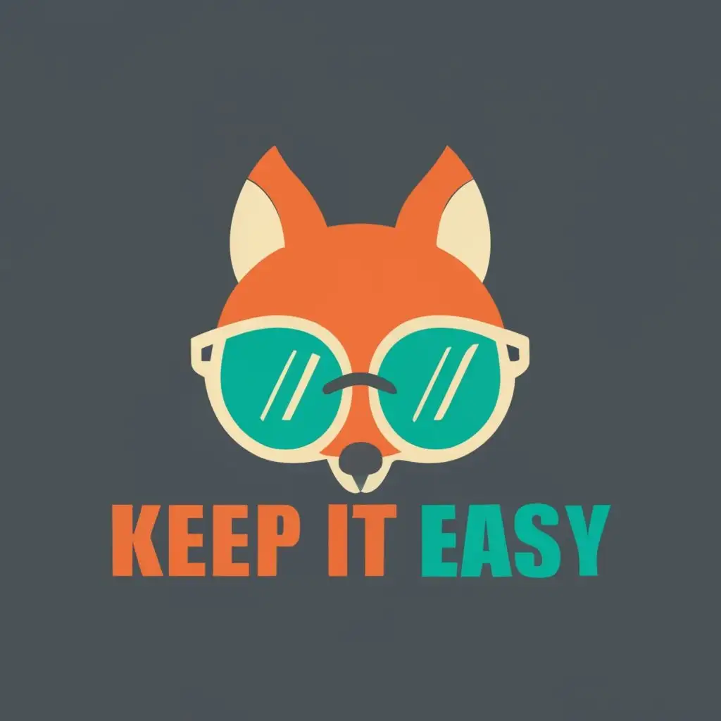 logo, fox with glasses in one of it's letter in a logo style. keep the logo techy and fun, with the text "keep it easy", typography, be used in Education industry