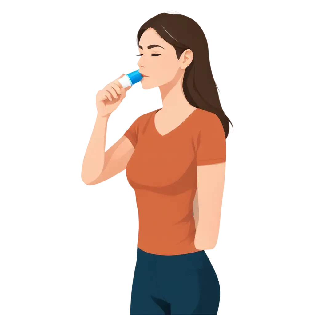 2d female using an inhaler  infographic style

