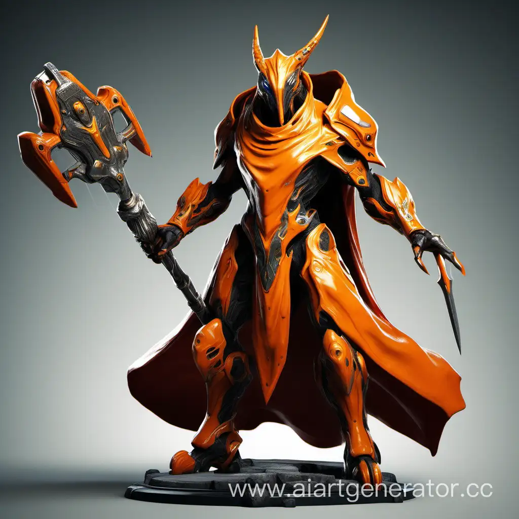 Orange-Rino-Warframe-with-Battle-Hammer-and-Statured-Cloak