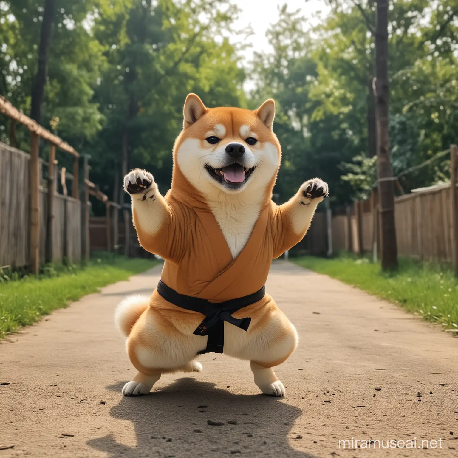 Playful Shiba Inu Poses in Kung Fu Panda Style