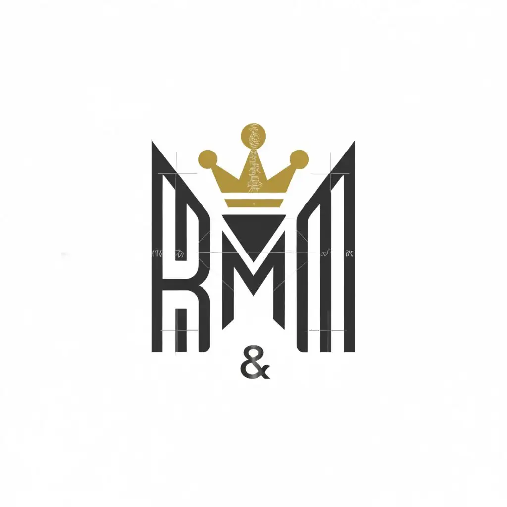a logo design,with the text "R M", main symbol:Crown,Minimalistic,clear background