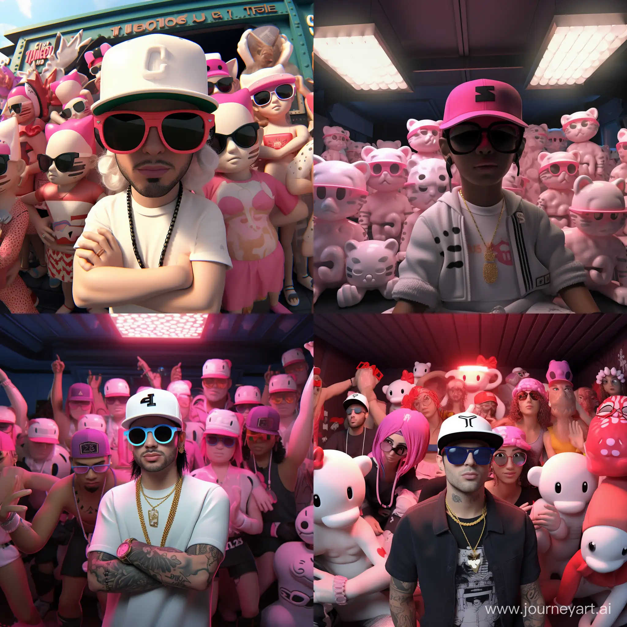 Stylish-Rappers-in-Hello-Kittythemed-3D-Club-Scene