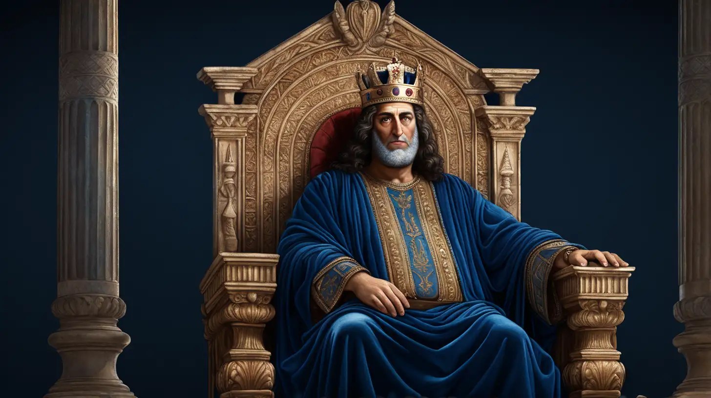 King Herod the Great, 8k image, in a palace, dark blue background, ancient biblical history