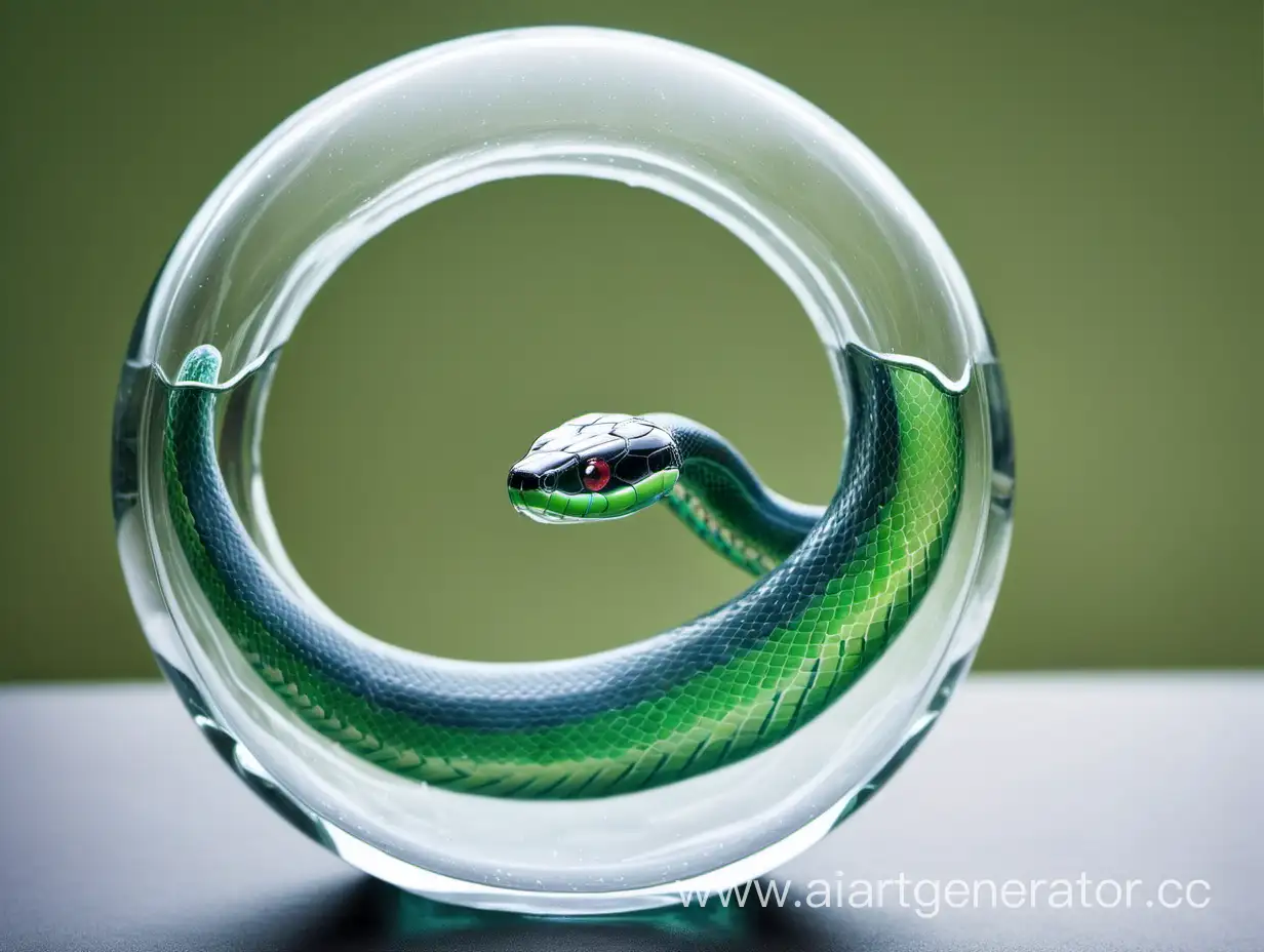 A glass snake with water inside