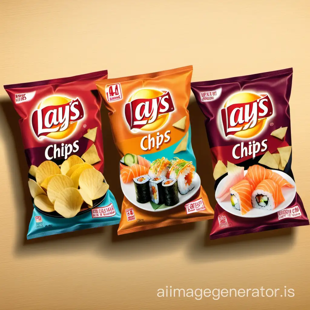 Chips lays with flavor sushi