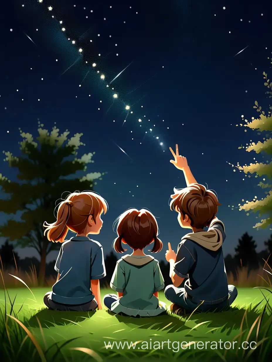 Children-Stargazing-on-Grass-at-Night