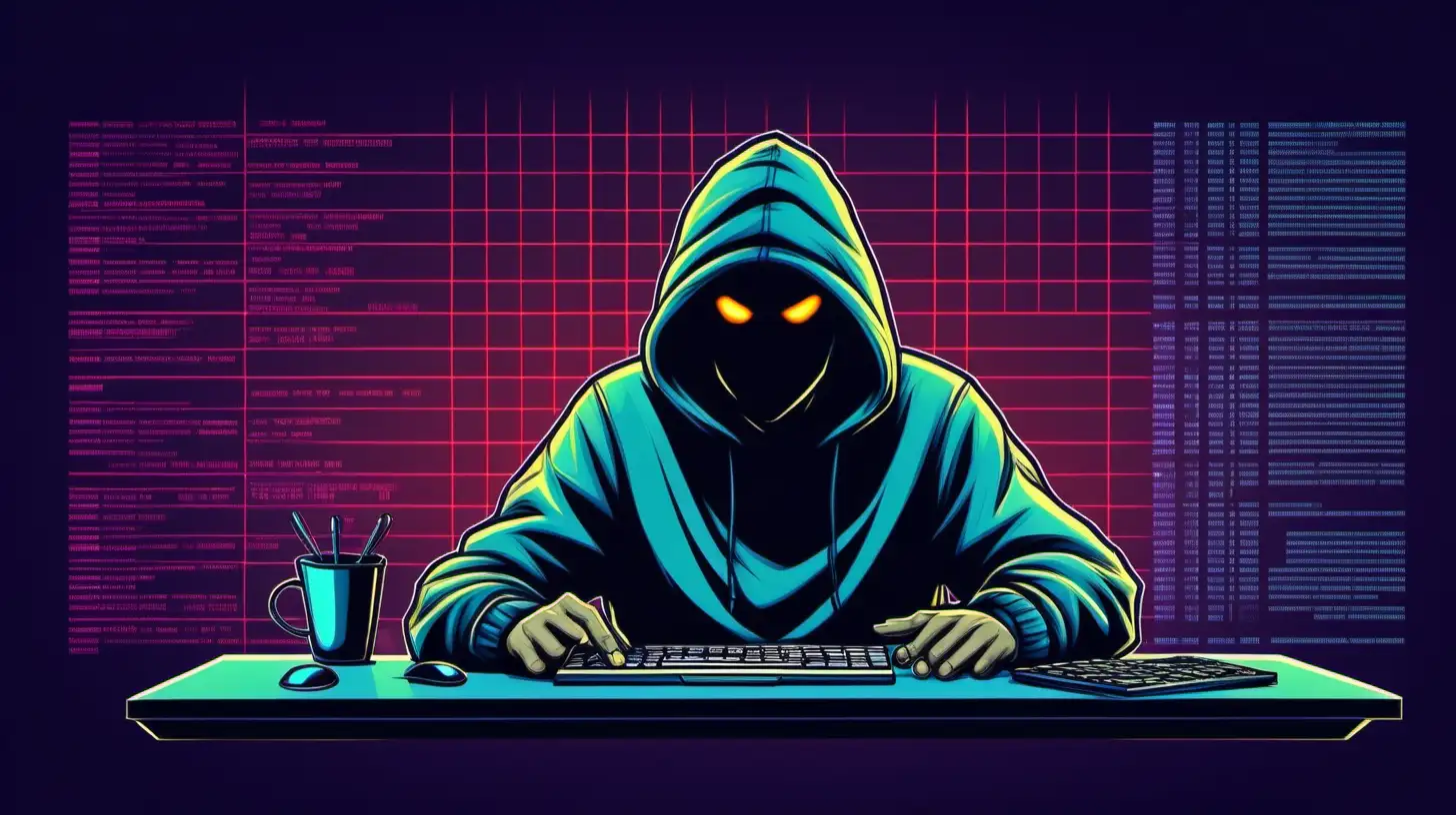 hacker background image, cartoon style, tech color palette