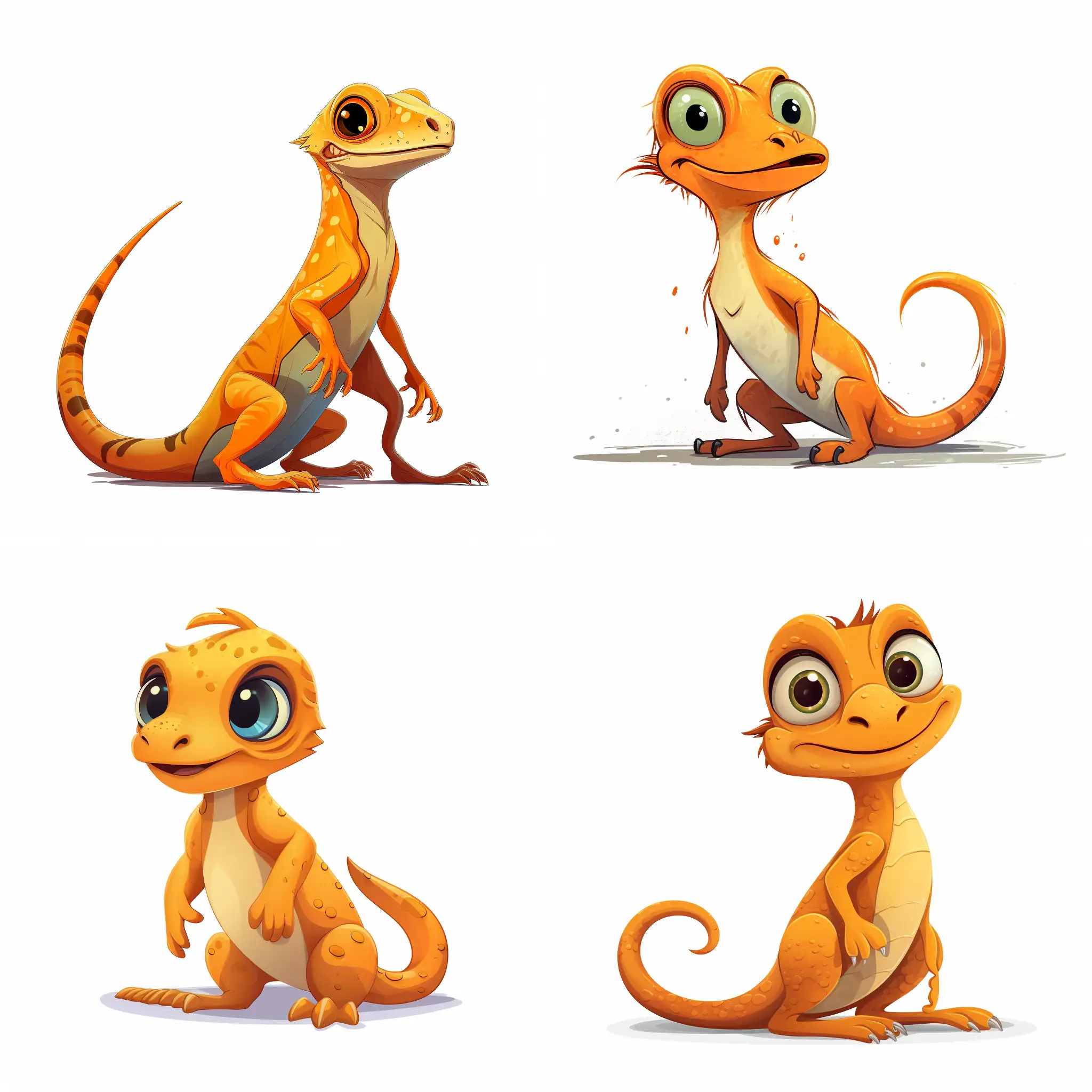 Playful-Cartoon-Orange-Lizard-Illustration-on-Clean-White-Background