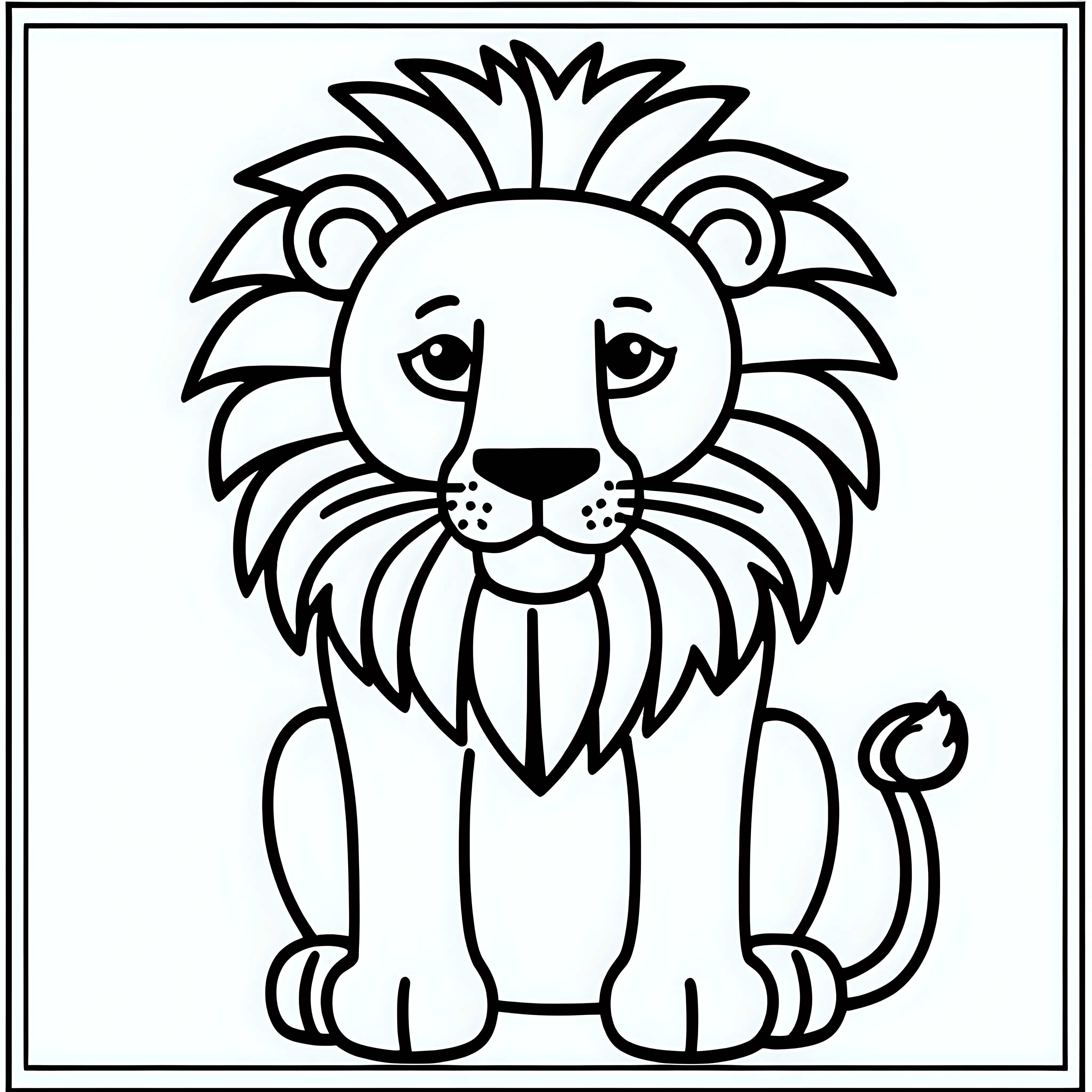 Lion Coloring Page Simple Black Line Drawing for Childrens Art